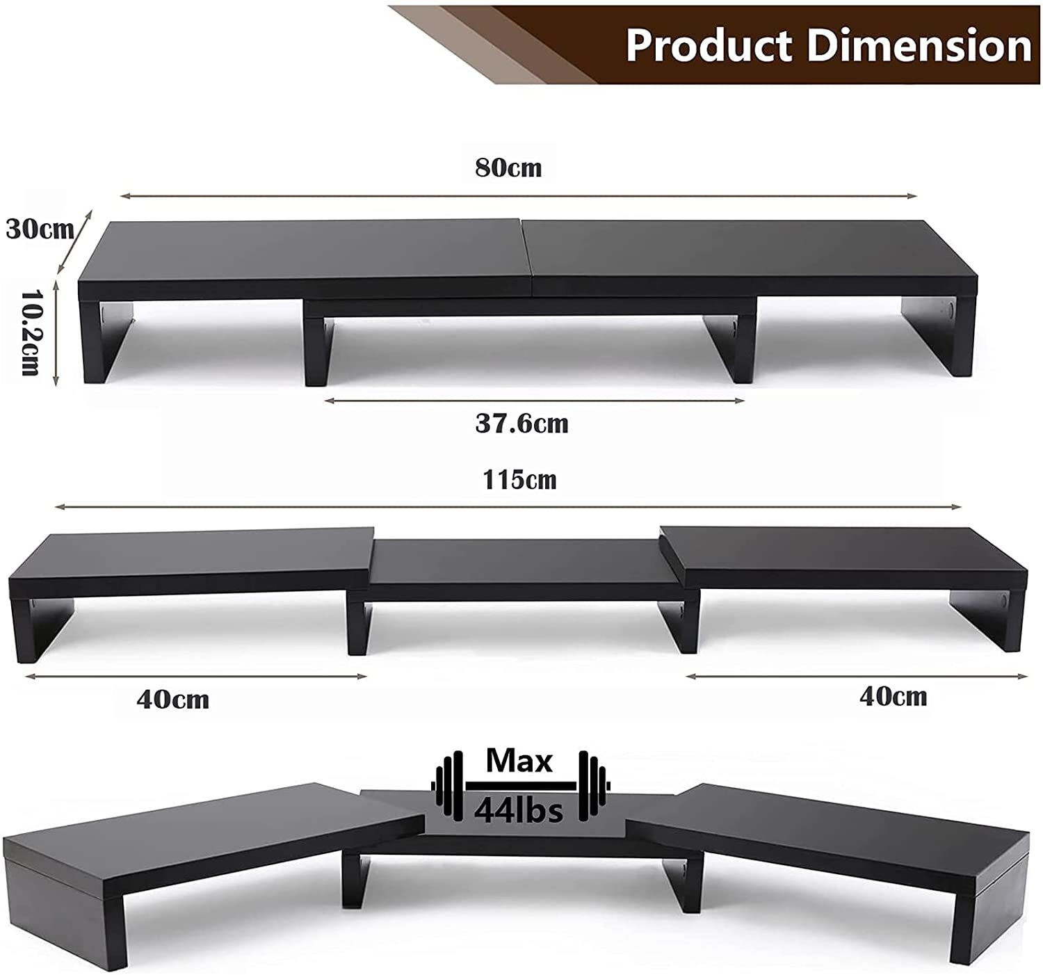 Image of UniAart Dual Monitor Stand Riser for 2 Monitors Laptop Stand Dual Monitor Stand Riser for 2 Monitors Wooden Rotatable Laptop Stand Compatible with Universal, 26 - 35 cm, 36 - 39cm, 40 - 44cm Laptops (Brown)