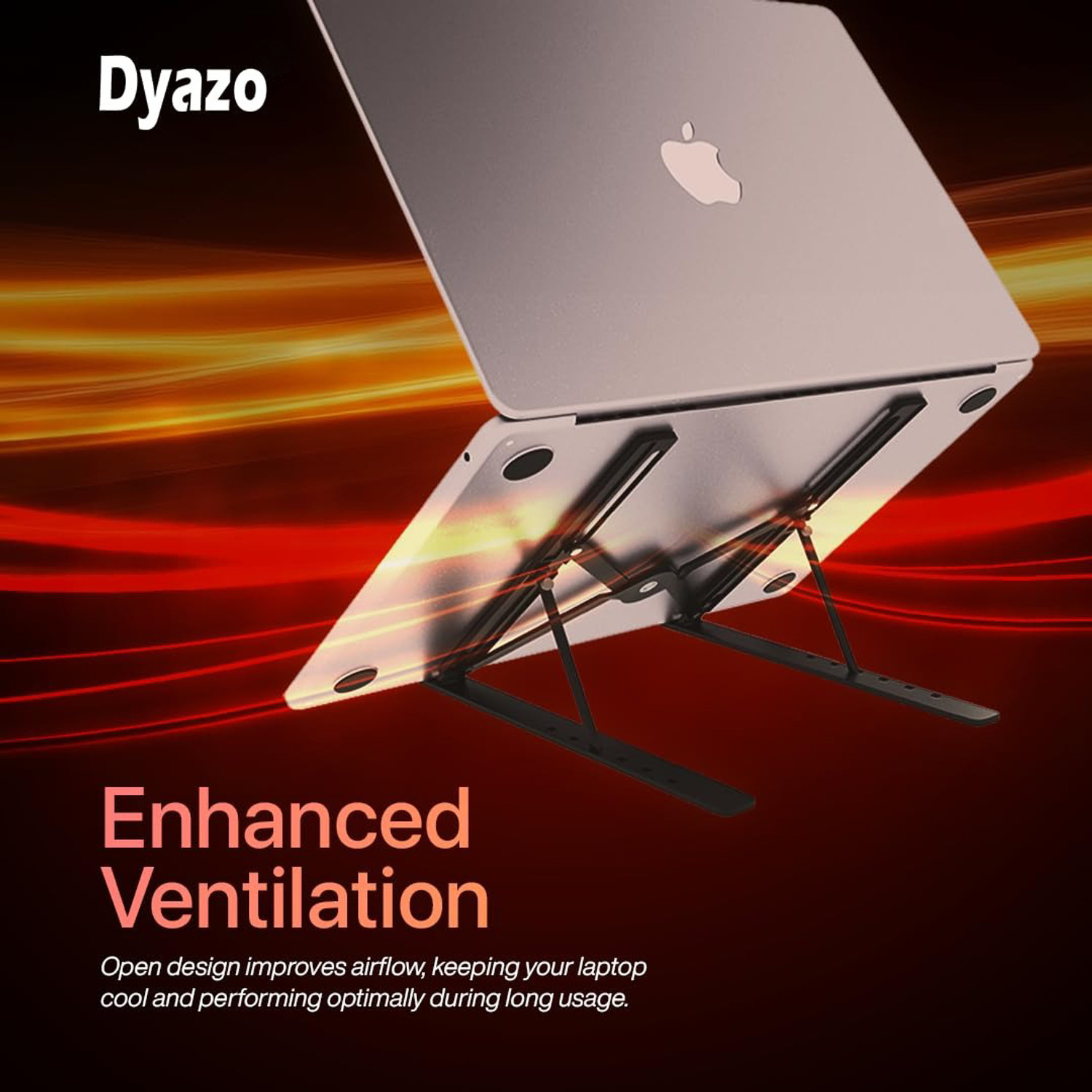 Image of Dyazo Plus 6 Angles Laptop Stand Holder Ergonomic Foldable and Portable Tabletop Aluminium Laptop Stand with Adjustable Height Compatible with Universal Laptops