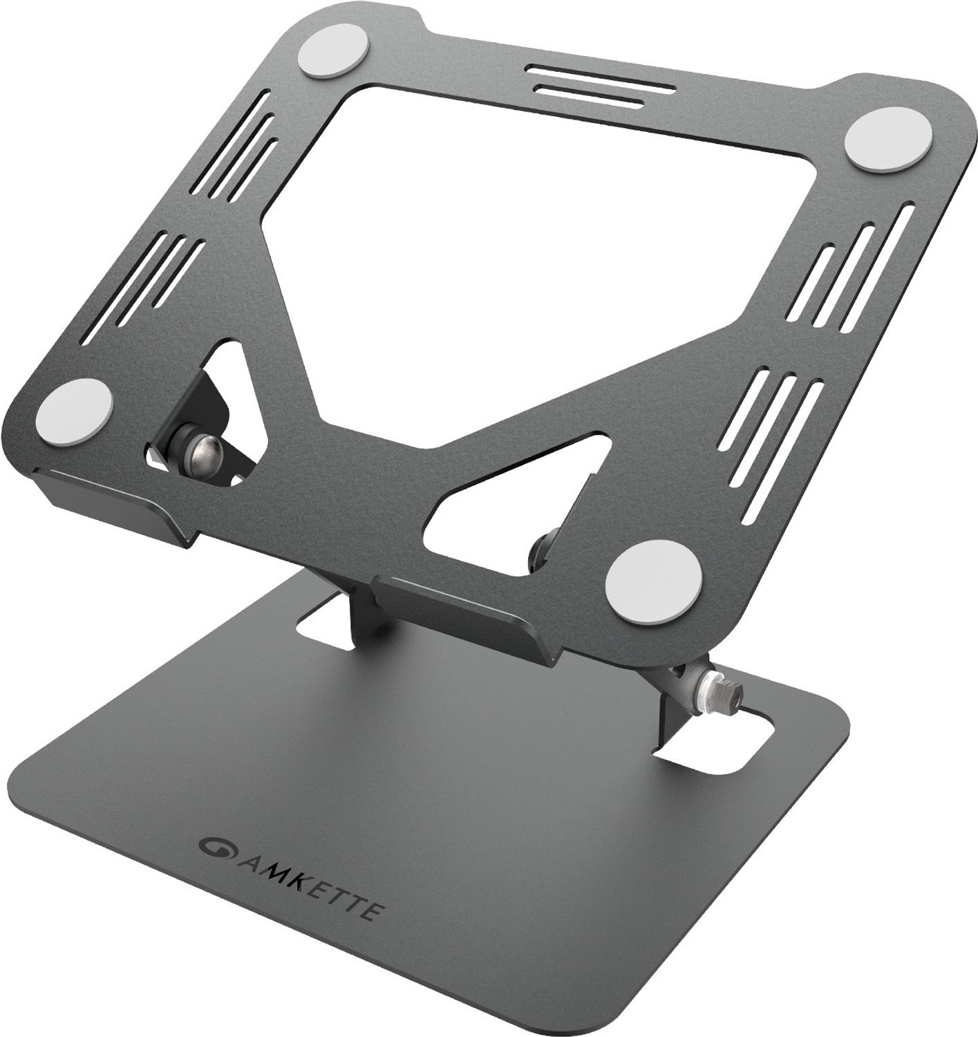 Image of AMKETTE Ergo Hi-Rise Metal Alloy, Adjustable Height and Foldable 15.6 inches Carbon Steel Laptop Stand with Adjustable Height Compatible with Universal Laptops