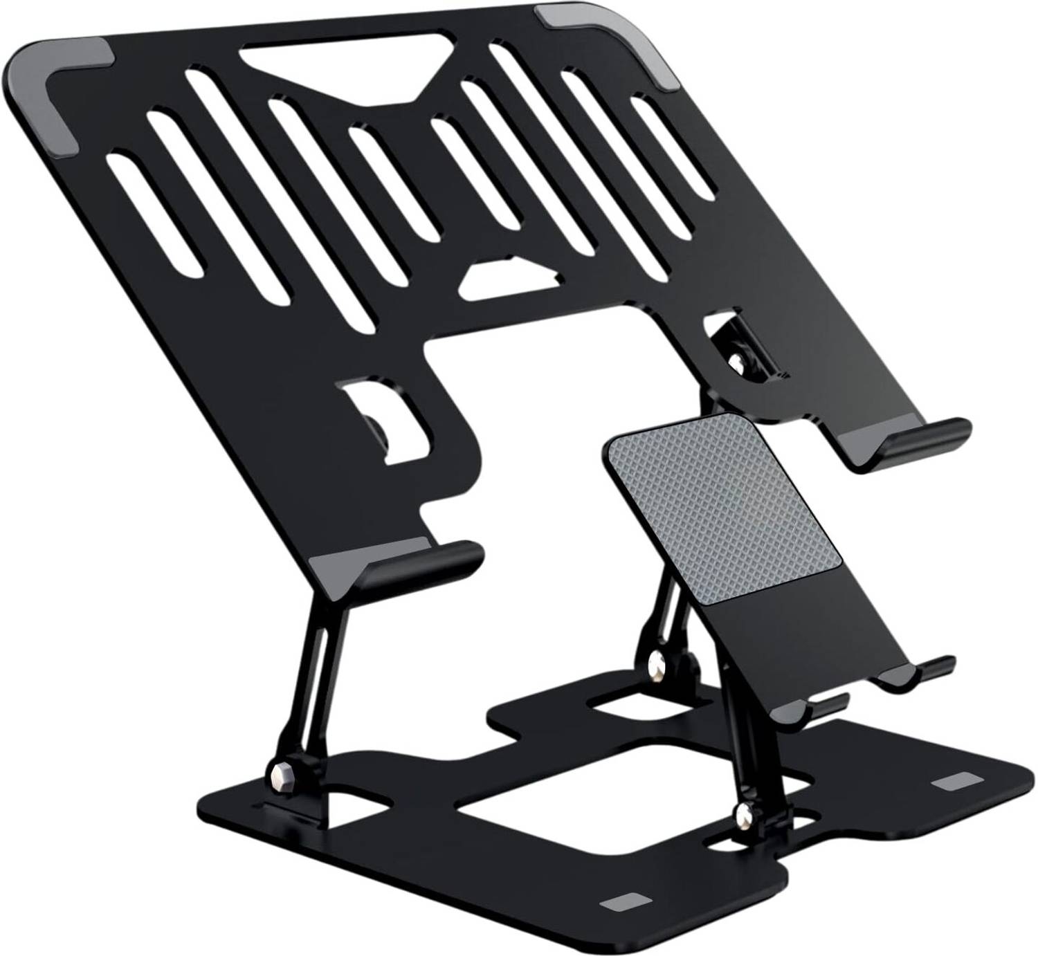 Redclip 2 in 1 Adjustable Laptop Stand with Mobile Holder | Foldable & Ventilated Riser 2 in 1 Adjustable Laptop Stand with Mobile Holder | Foldable & Ventilated Riser Carbon Steel Laptop Stand with Adjustable Height Compatible with Universal Laptops