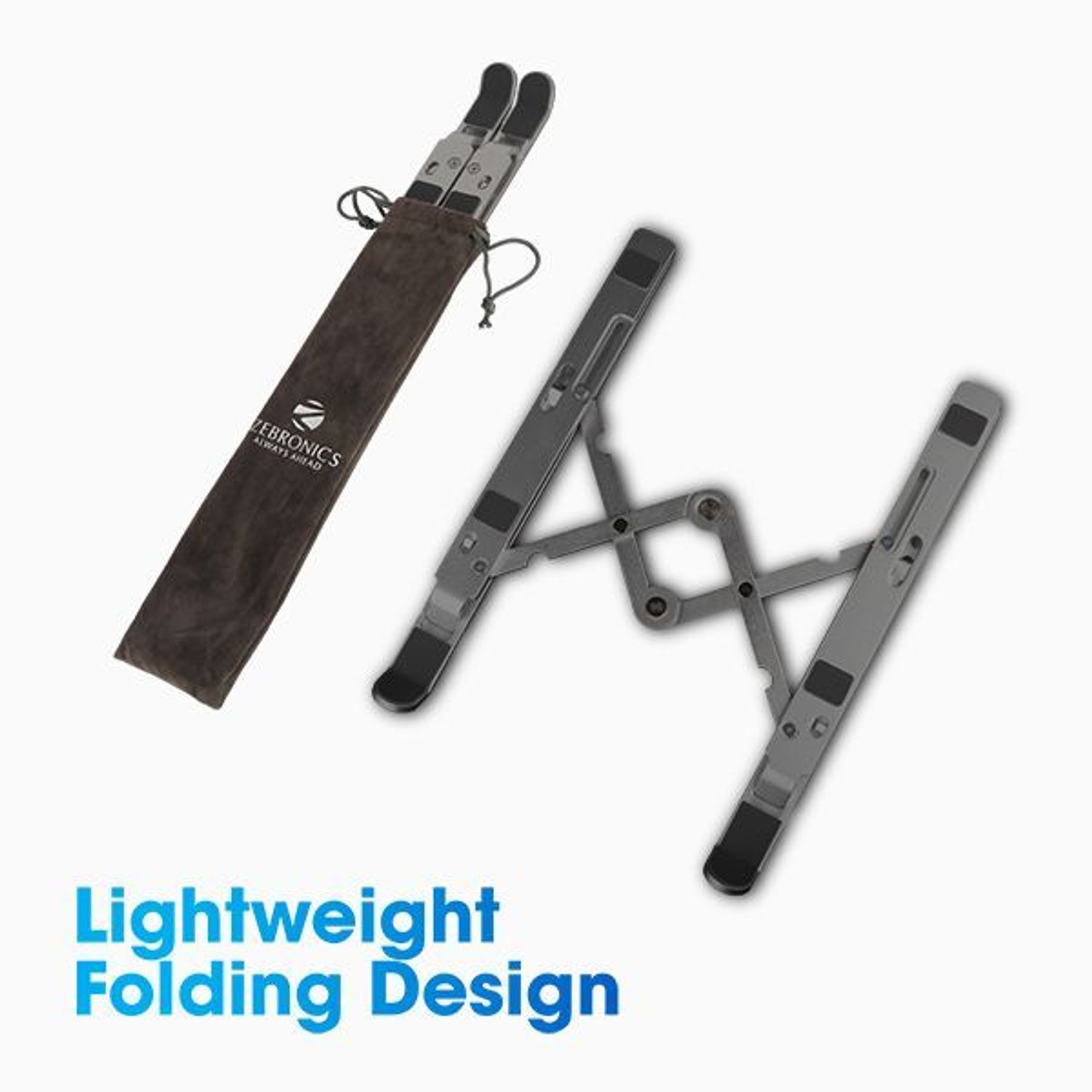 Image of FALMAGU ZEB-NS2000 Aluminium Laptop Stand with Adjustable Height Compatible with 40 - 44cm Laptops