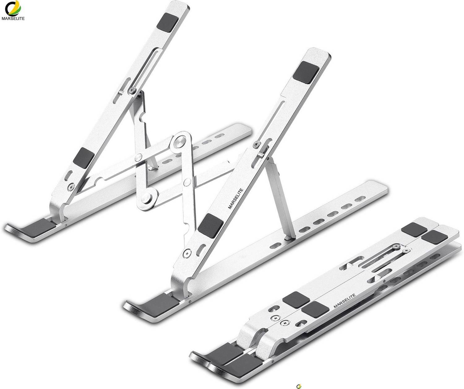 MARSELITE Portable Laptop Stand Ergonomic Adjustable Holder MARS-STD42 Aluminium Laptop Stand with Adjustable Height Compatible with 26 - 35 cm Laptops