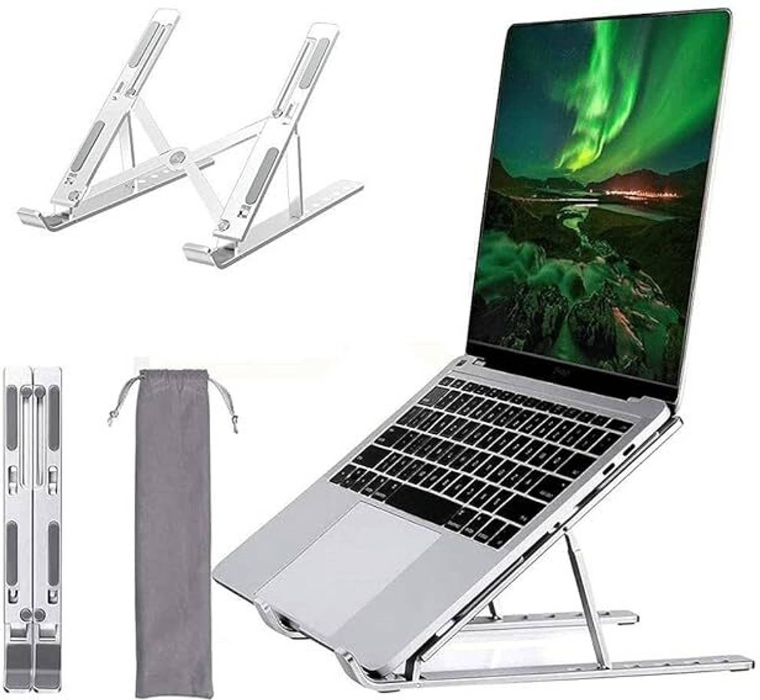 KENYBEA Adjustable Aluminum Foldable Portable Tabletop Laptop/Desktop Riser Stand Holder Aluminium Rotatable Laptop Stand with Adjustable Height Compatible with Universal Laptops