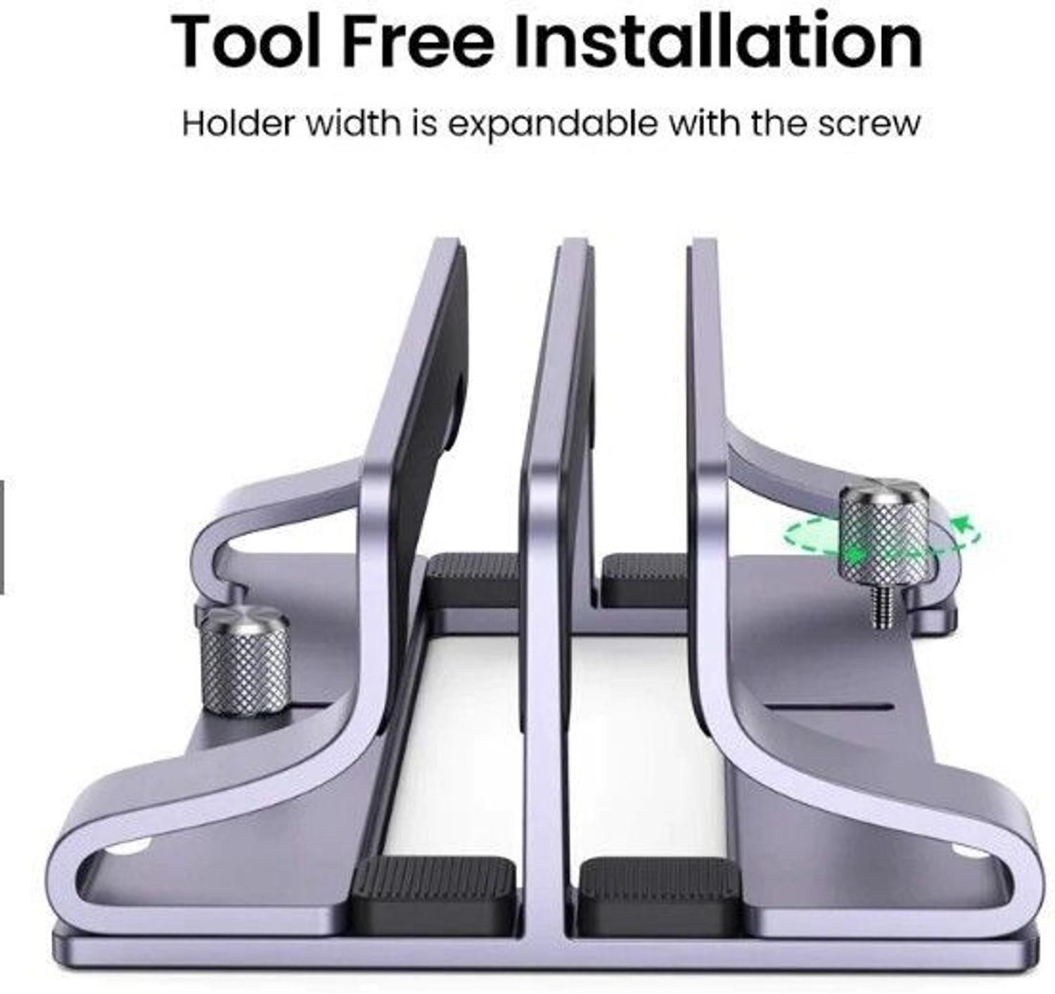 Image of Ugren Dual Slot Vertical Laptop Stand Holder Laptop ToolFree Adjustable Aluminum Stand Aluminium Desk Stand Laptop Stand Compatible with Universal Laptops