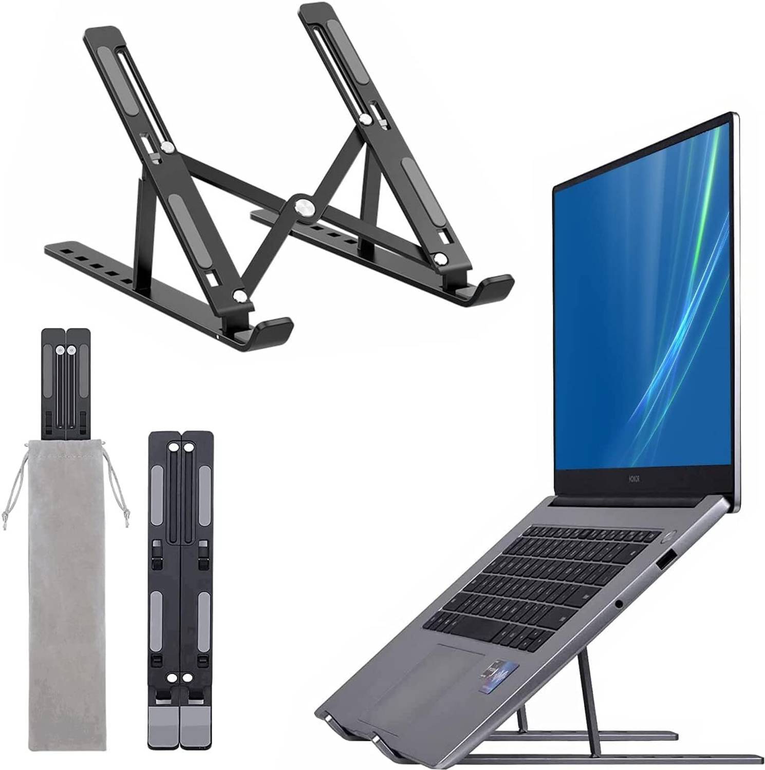Vidhmahi 7 angle Laptop Stand with Adjustable Height, Foldable, for Laptops & MacBooks Aluminium Rotatable Laptop Stand with Adjustable Height Compatible with Universal Laptops