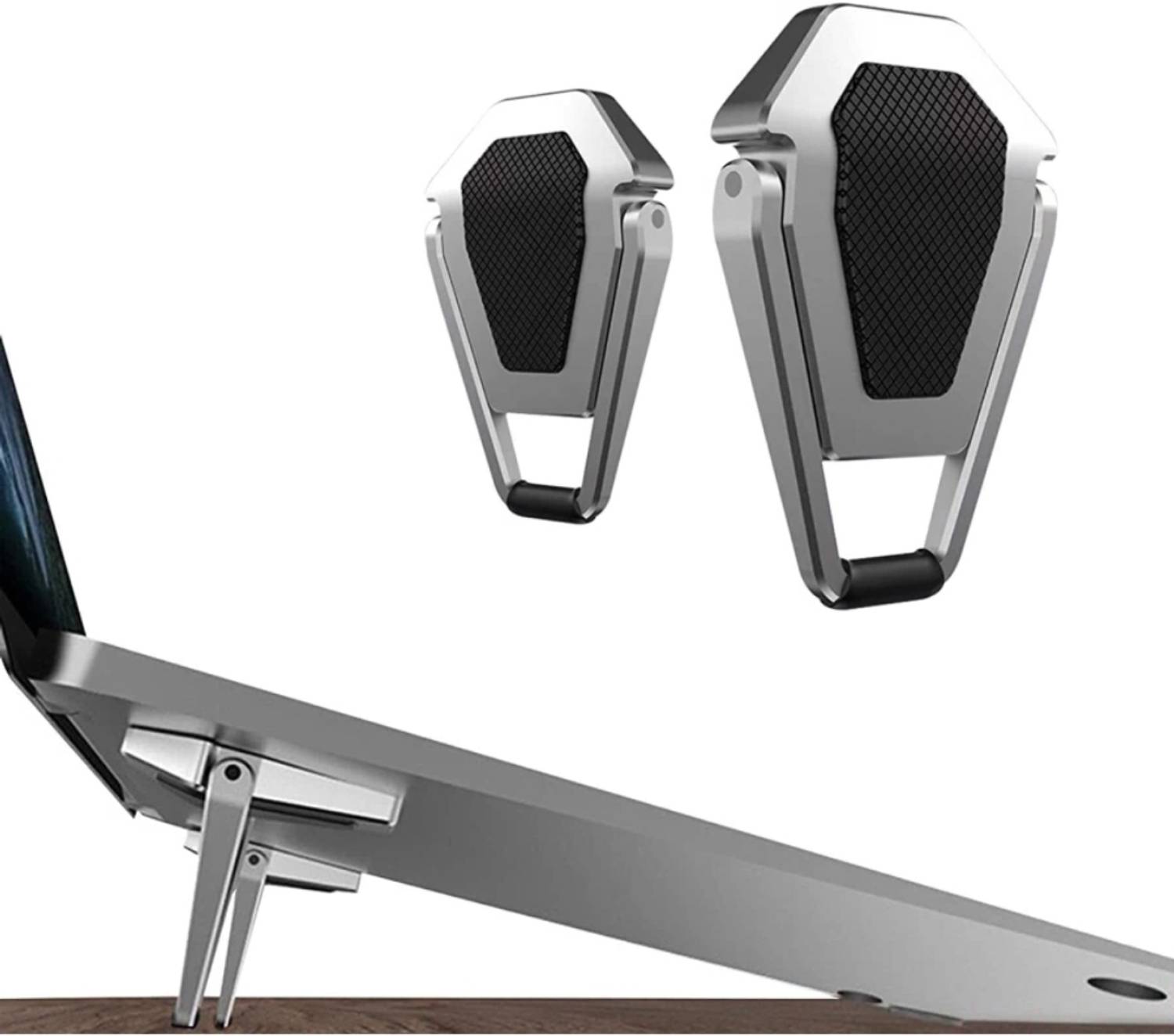 Techvor 2 Metal Folding Laptop Stands for 10-17 Inch Laptops - Portable & Adjustable Aluminium Rotatable Laptop Stand Compatible with Universal Laptops