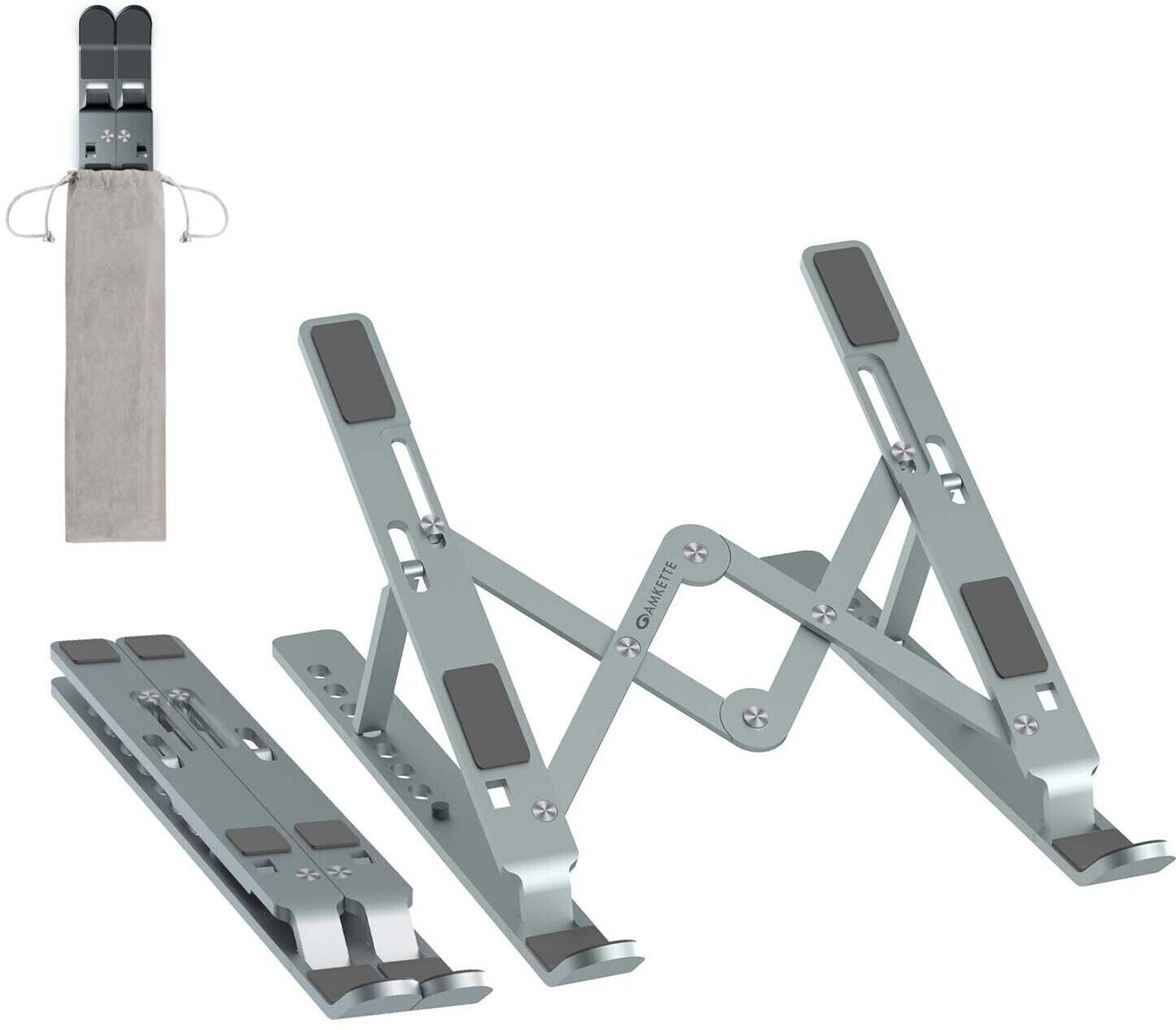 AMKETTE Ergo Fold Aluminum Alloy, Portable and Foldable 15.6 inch Aluminium Laptop Stand Compatible with Universal Laptops