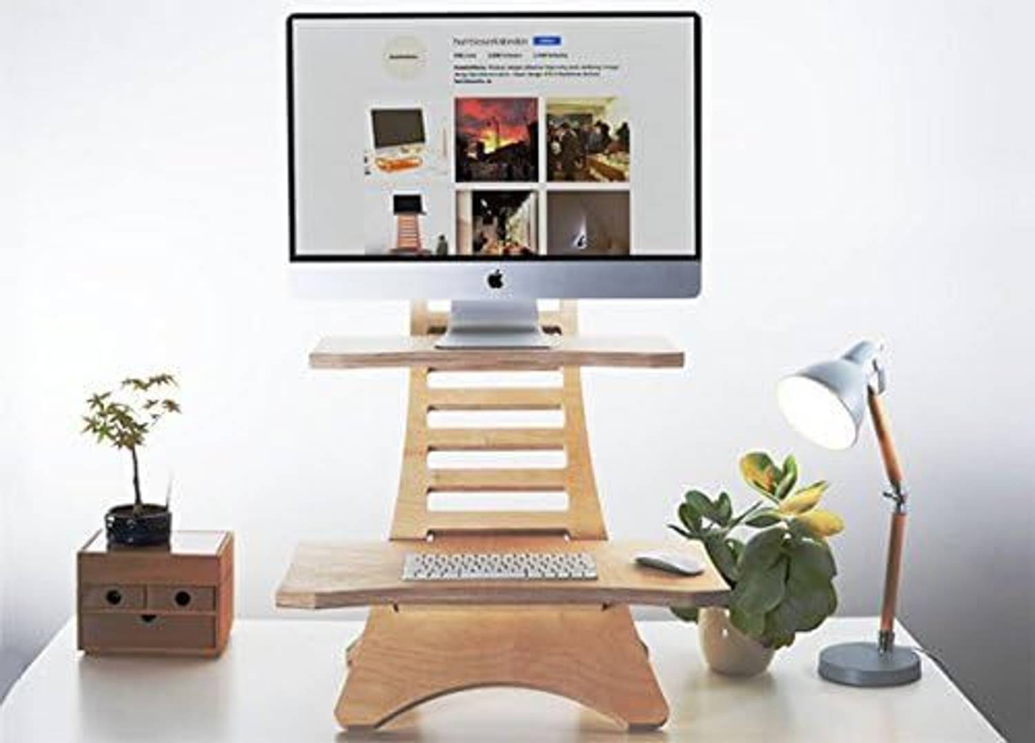 peelorange Transform Your Workspace with the Ergonomic Wooden Standing Desk Wooden Standing Desk Converter - Adjustable Height Desk Riser for Home Office Wooden Laptop Stand with Adjustable Height Compatible with Universal Laptops