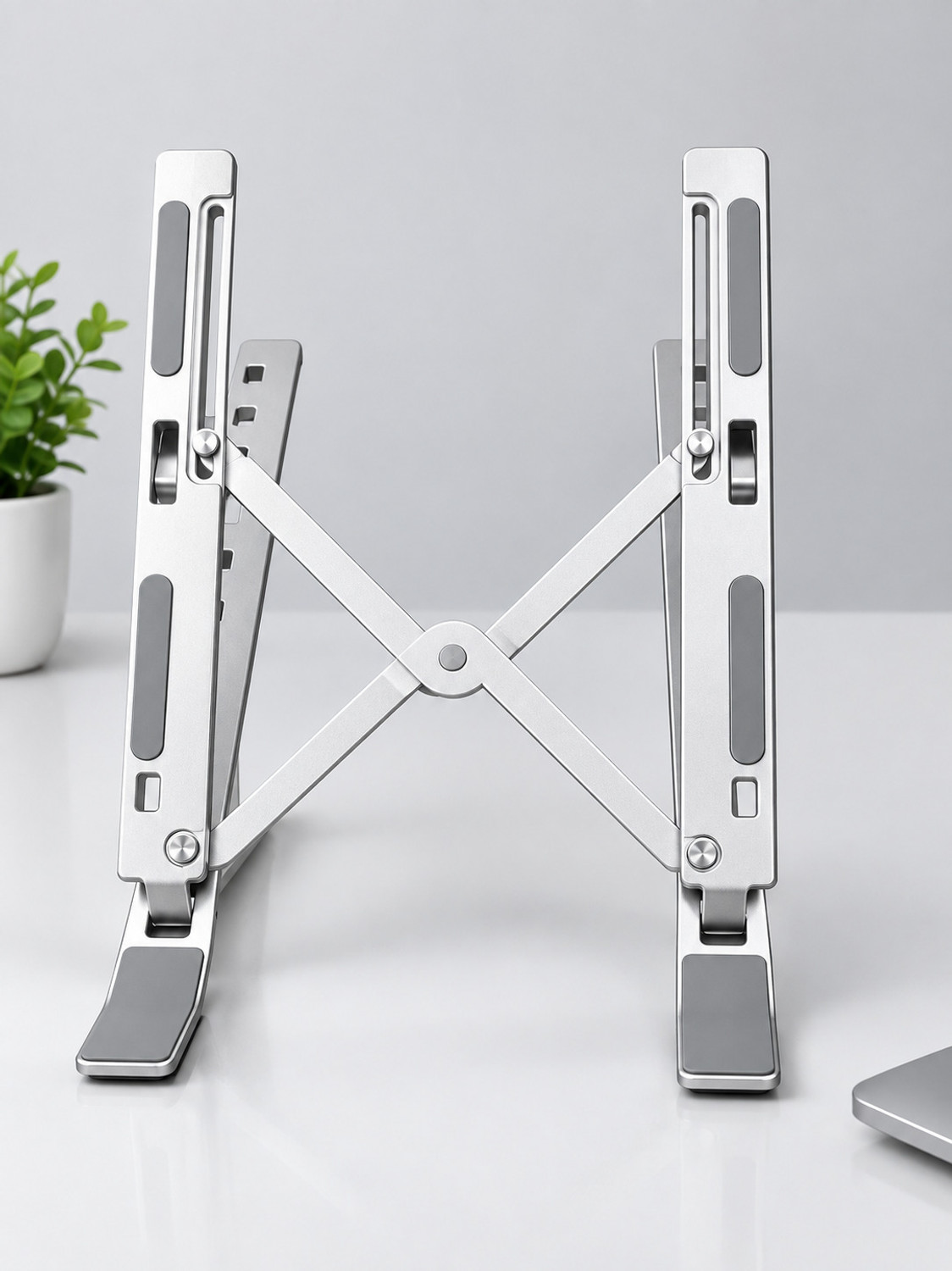 Image of Cipto Folding Height Adjustable Aluminium Foldable Portable Desktop Holder Riser Cast Iron Laptop Stand with Adjustable Height Compatible with Universal Laptops