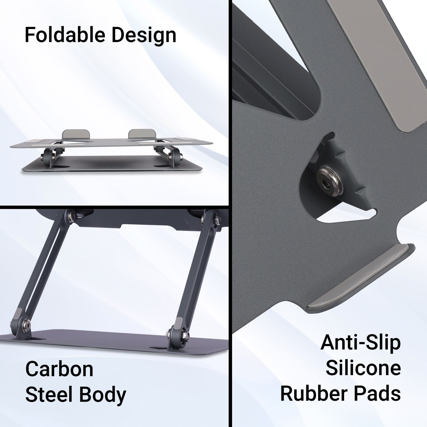 Image of ZEBRONICS Zeb-NS3000 Steel Desk Stand Laptop Stand with Adjustable Height Compatible with 40 - 44cm Laptops