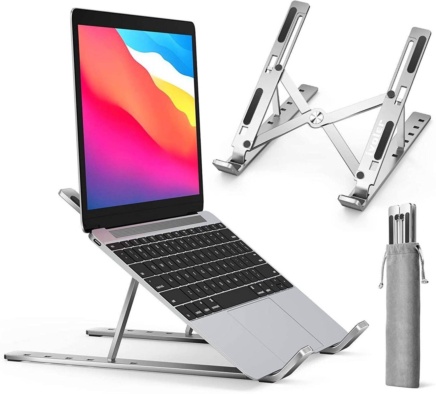 ABlue Clipper Aluminum Alloy Adjustable, Portable, Foldable, Ergonomic, Tablet Laptop Stand Ergonomic Laptop Stand Aluminium Foldable Portable Desk Holder Aluminium Laptop Stand with Adjustable Height Compatible with Universal Laptops