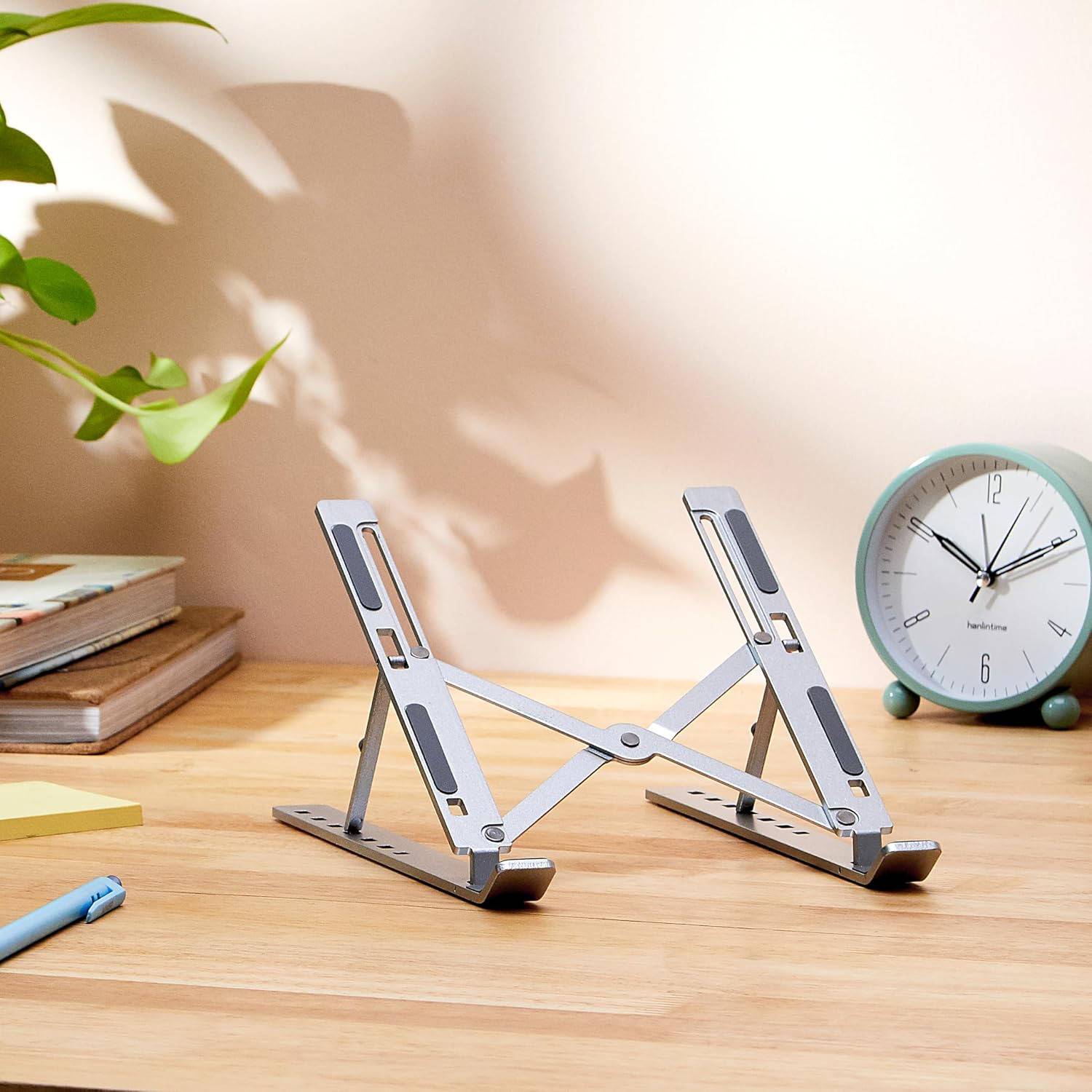 VANZARA Universal Aluminium Laptop Stand with Ventilated Cooling Design K128 Premium Laptop Stand Ergonomic Foldable Cooling Riser with Anti-Slip Pads D128 Aluminium Rotatable Laptop Stand with Adjustable Height Compatible with Universal Laptops
