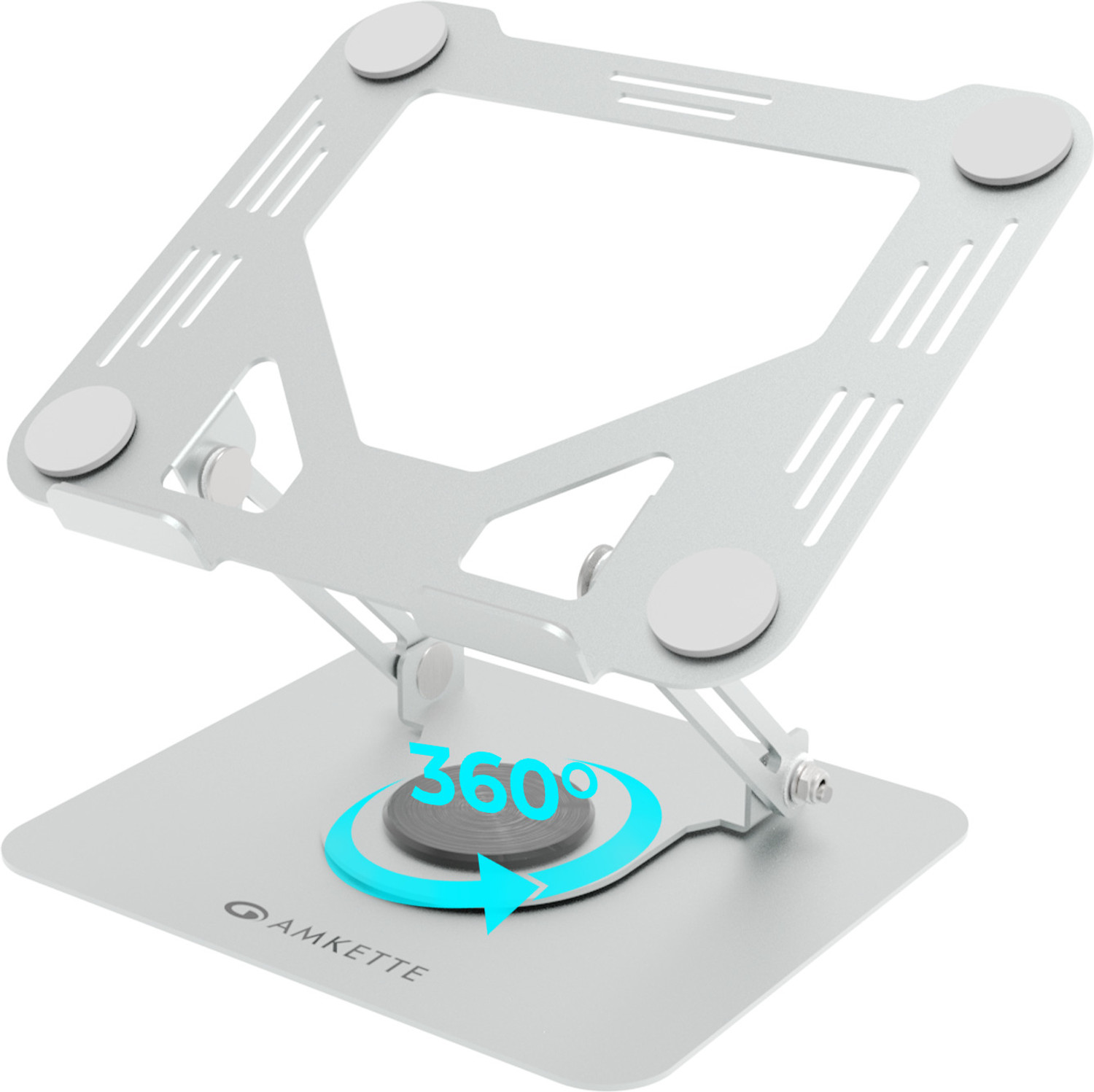 Image of AMKETTE Ergo Hi-Rise 360 Metal 15.6 inches Carbon Steel Rotatable Laptop Stand with Adjustable Height Compatible with Universal Laptops