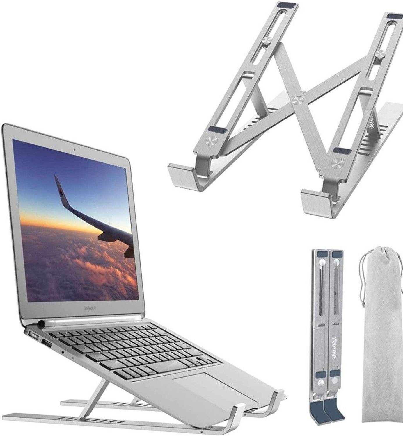 ABlue Clipper Metal Laptop Stand Foldable Height Adjustable for Desk and Office Metal Laptop Stand Foldable Height Adjustable for Desk and Office Aluminium Laptop Stand with Adjustable Height Compatible with Universal Laptops