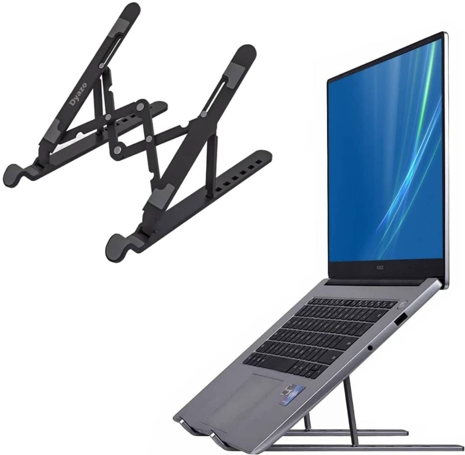 Dyazo Plus ABS Plastic Laptop Stand Foldable & Portable Tabletop Laptop Raiser Upto 15.6" Plastic Laptop Stand with Adjustable Height Compatible with Universal Laptops