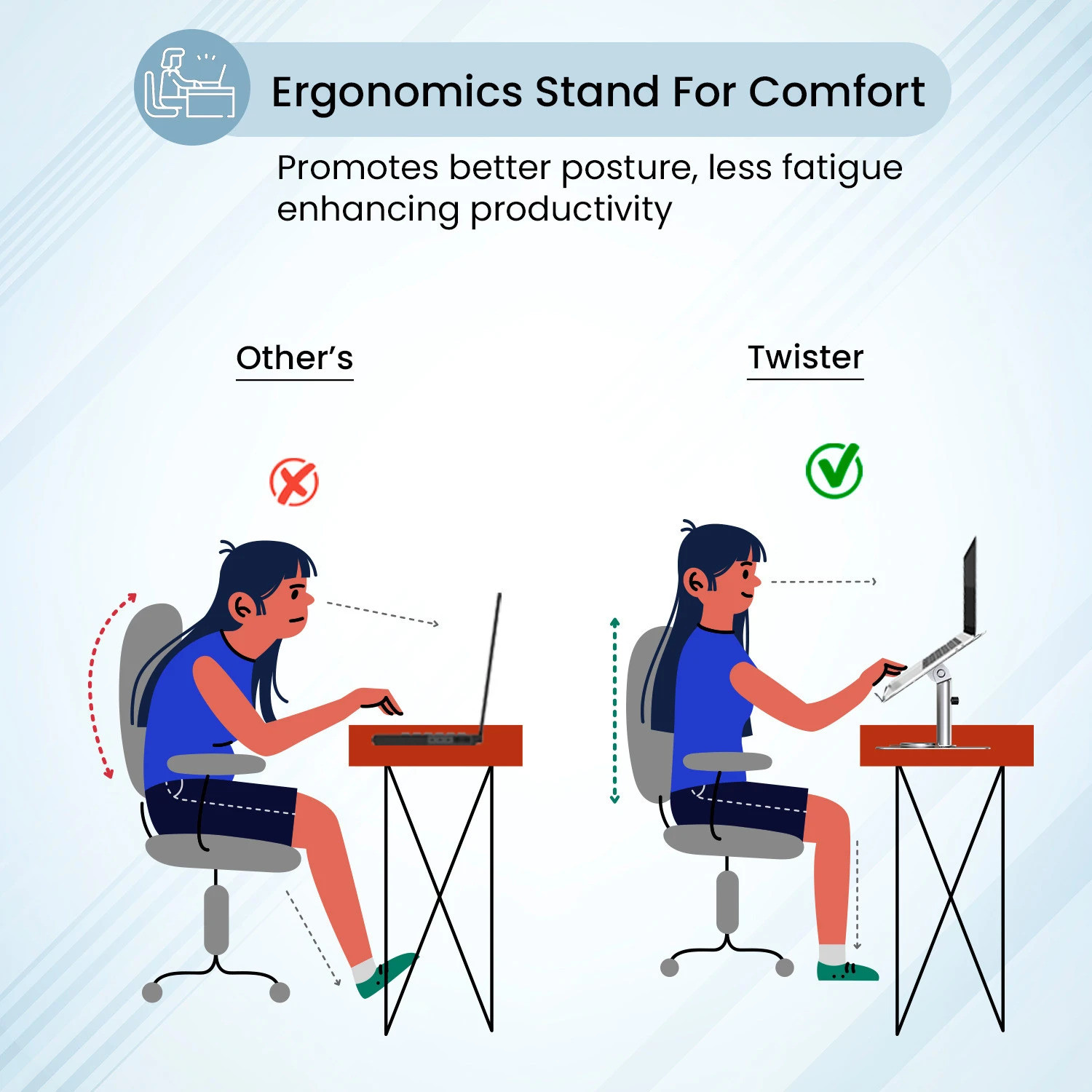 Image of Portronics Twister Metal Laptop Stand, Rotation Base, Height Adjust, Improves Air Flow, POR-2638 Carbon Steel Desk Stand Rotatable Laptop Stand with Adjustable Height Compatible with Universal Laptops