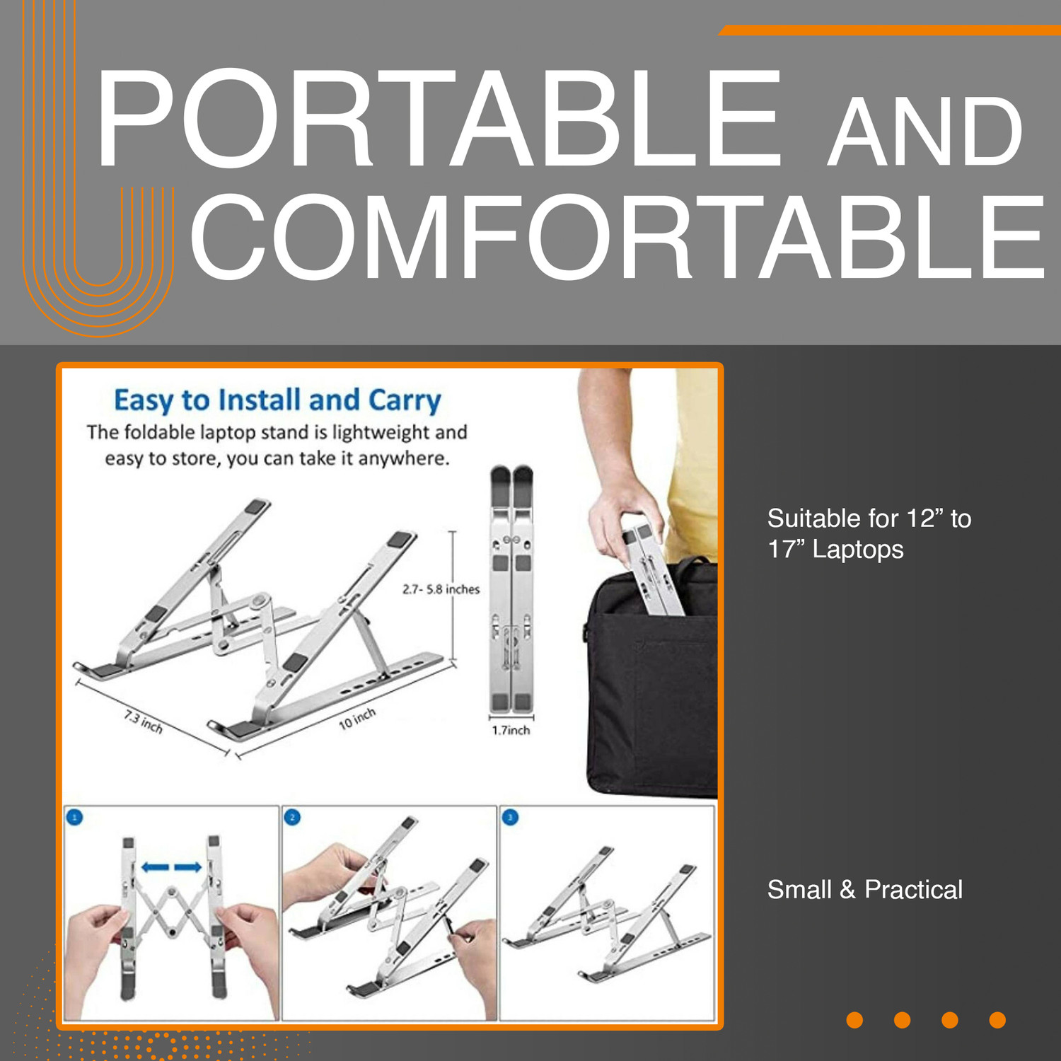 Image of Flipkart SmartBuy Aluminum Adjustable, Multi-Angle, Portable, Foldable, Ergonomic, Tablet Stainless Steel Floor and Desk Stand Laptop Stand with Adjustable Height Compatible with Universal, 26 - 35 cm, 36 - 39cm, 40 - 44cm Laptops