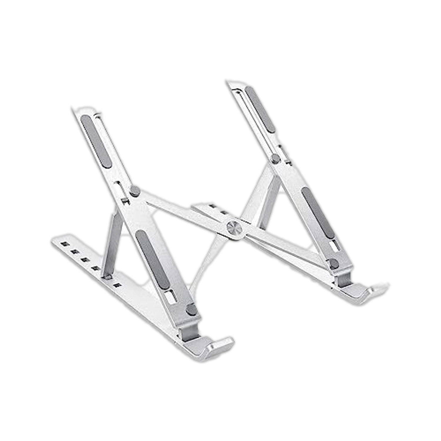 STRIFF Aluminum Laptop Stand,Foldable Adjustable Ventilated,Up to 15.6'' (Silver) Aluminium Laptop Stand with Adjustable Height Compatible with 40 - 44cm Laptops