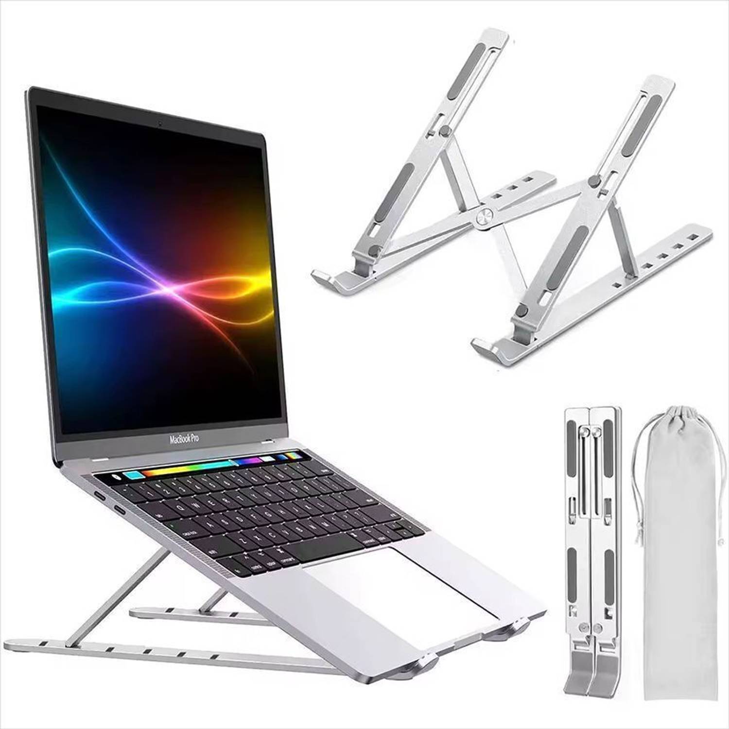 PEGLITZ Aluminium Laptop Stand Anti Slip Portable Foldable Aluminium Desk Stand Rotatable Laptop Stand Compatible with Universal Laptops Aluminium Laptop Stand with Adjustable Height Compatible with Universal Laptops