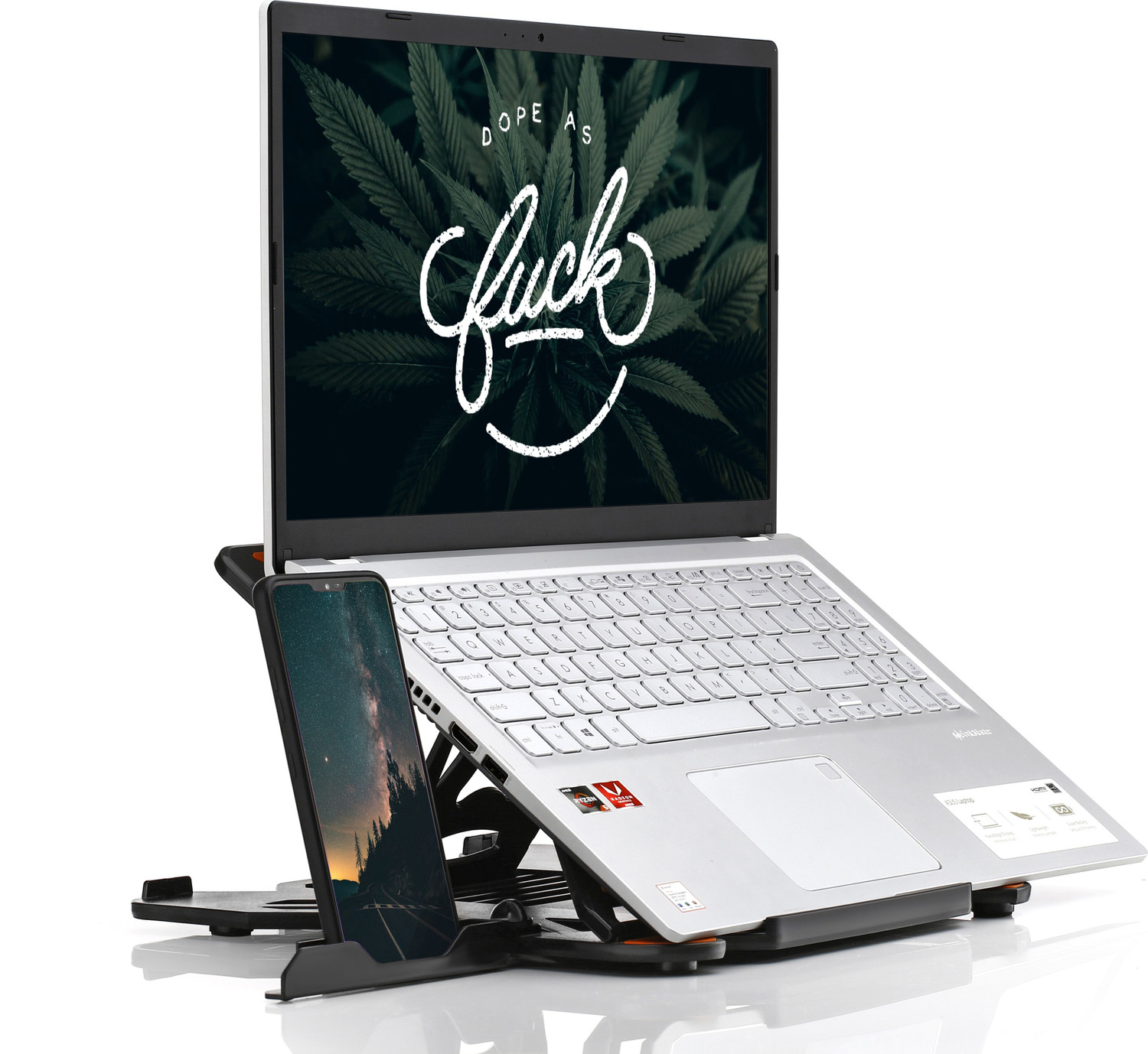 Image of STRIFF X LAPTOP STAND Multi-Angle Stand Phone Stand Portable Foldable Laptop Riser Plastic Desk Stand Laptop Stand with Adjustable Height Compatible with Universal Laptops
