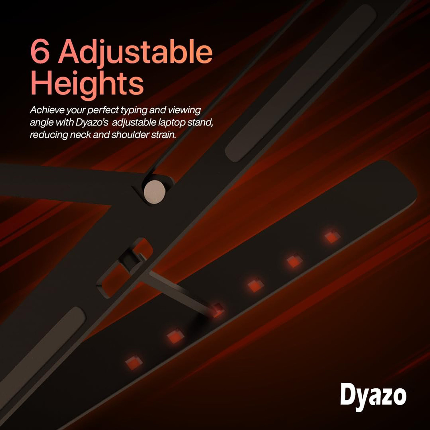 Image of Dyazo Plus 6 Angles Laptop Stand Holder Ergonomic Foldable and Portable Tabletop Aluminium Laptop Stand with Adjustable Height Compatible with Universal Laptops