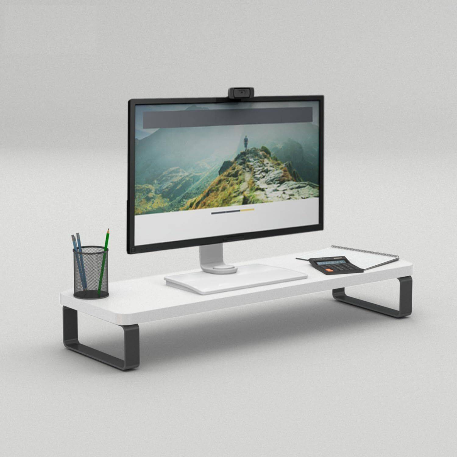 craftovation CV-Monitor Stand-White Wooden Laptop Stand Compatible with Universal Laptops