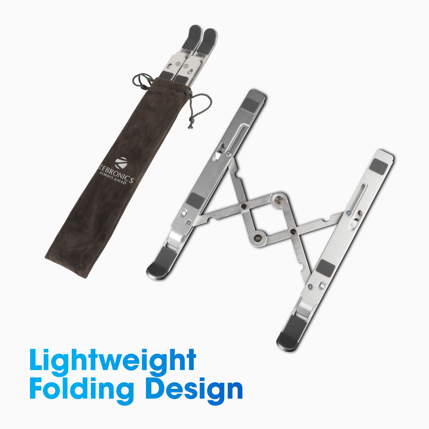 Image of ZEBRONICS ZEB-NS2000 (Silver) Aluminium Laptop Stand with Adjustable Height Compatible with 26 - 35 cm Laptops