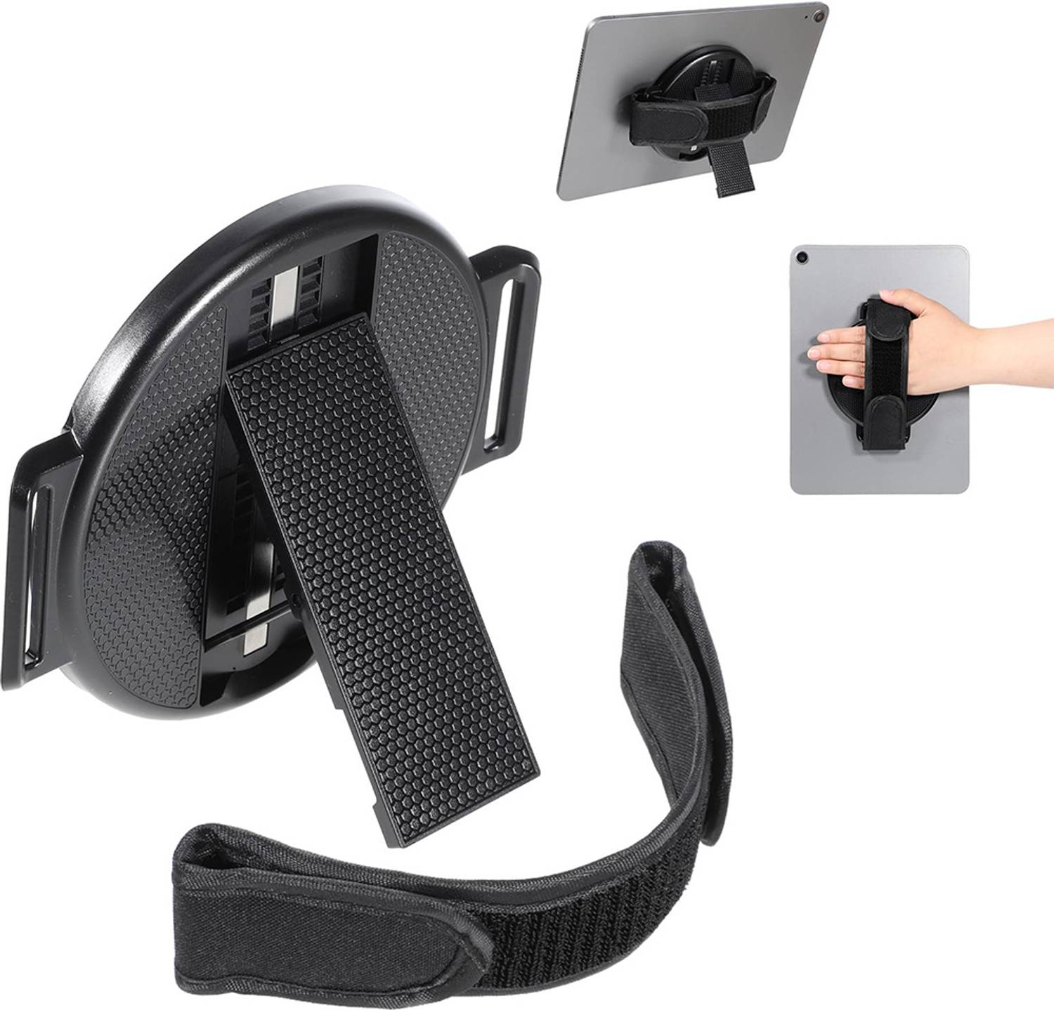 Zorbes Universal tablet stand with hand strap for 7 to 11 inch devices rotating Universal Tablet Stand with Strap Plastic Rotatable Laptop Stand Compatible with Universal Laptops