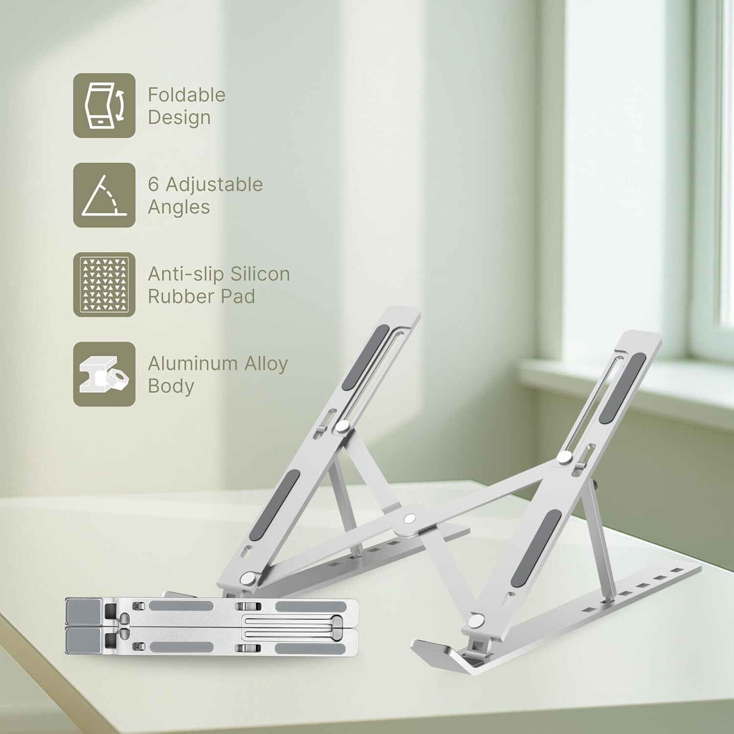Image of GEONIX Trek T3 GXT3CH Aluminium Laptop Stand with Adjustable Height Compatible with 40 - 44cm Laptops