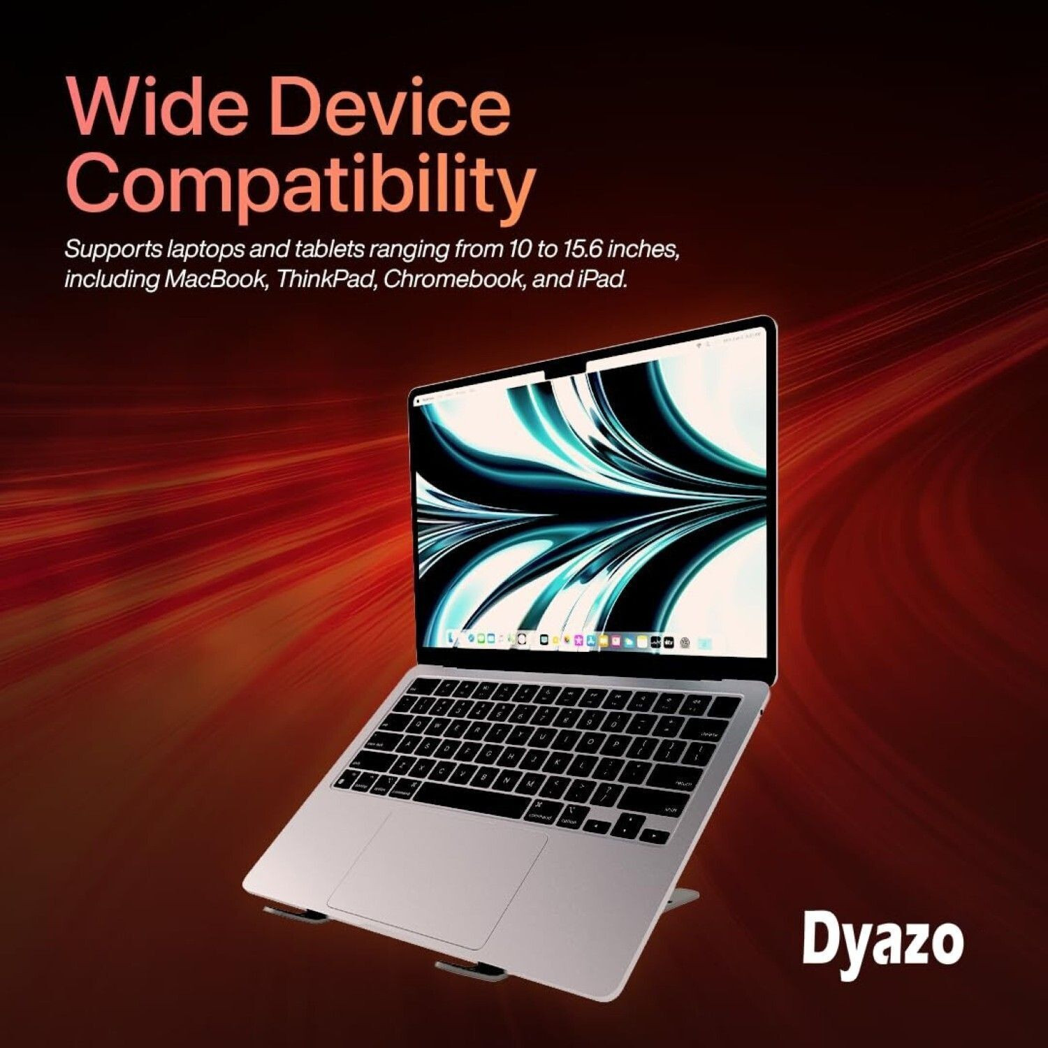 Image of Dyazo Plus 6 Angles Laptop Stand Holder Ergonomic Foldable and Portable Tabletop Aluminium Desk Stand Laptop Stand with Adjustable Height Compatible with Universal Laptops