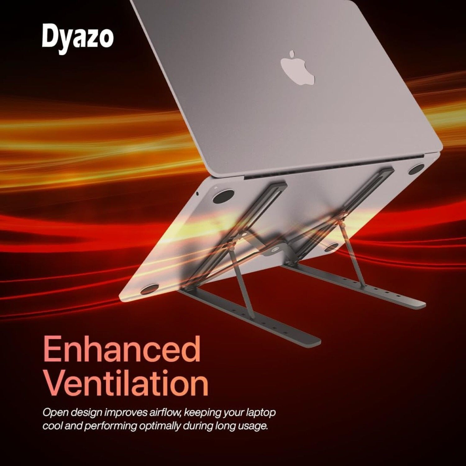 Image of Dyazo Plus 6 Angles Laptop Stand Holder Ergonomic Foldable and Portable Tabletop Aluminium Desk Stand Laptop Stand with Adjustable Height Compatible with Universal Laptops