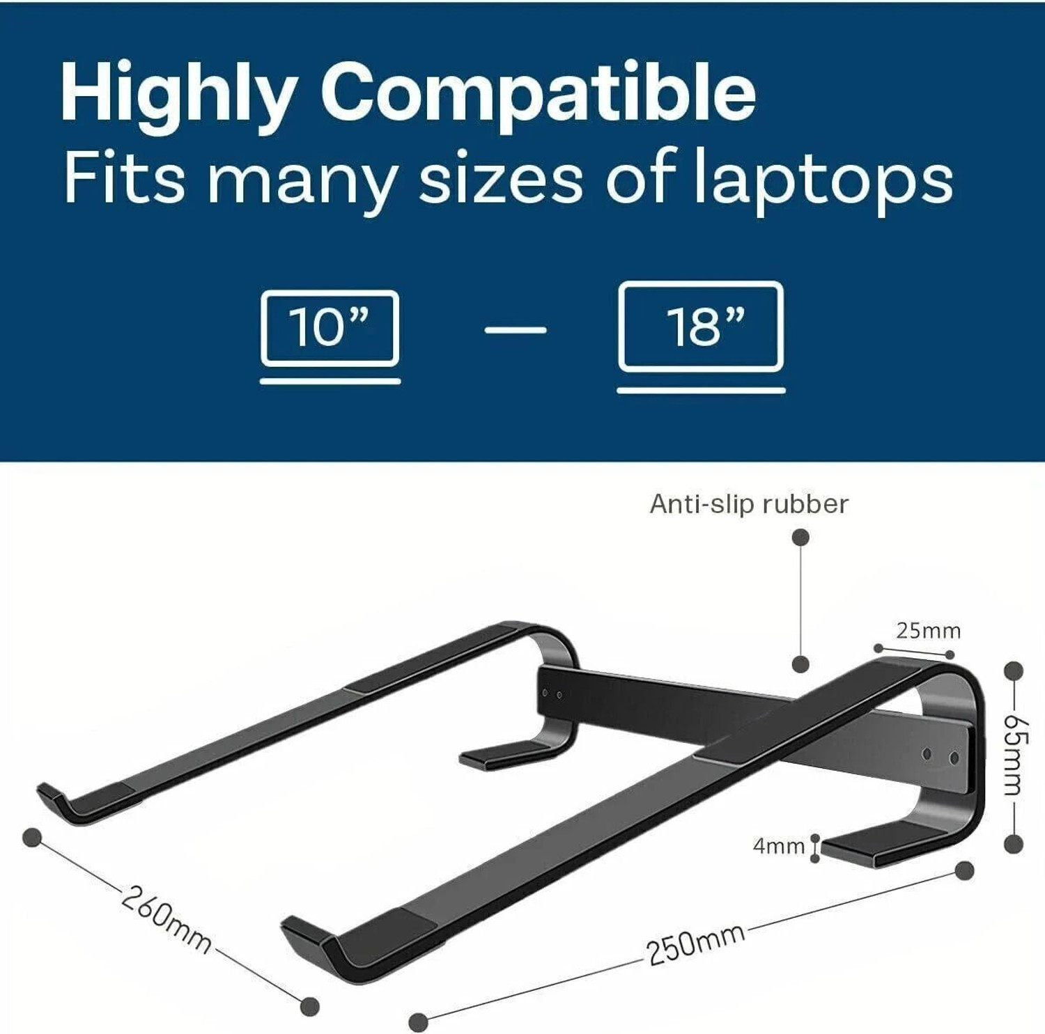 Image of AMEXTRON Laptop Stand Ventilated Lapdesk holder Compatible with Tablets and Laptops Laptop Stand, Er Aluminum Computer Stand, Laptop Riser(upto 15.6 inch) Aluminium Laptop Stand Compatible with 36 - 39cm Laptops