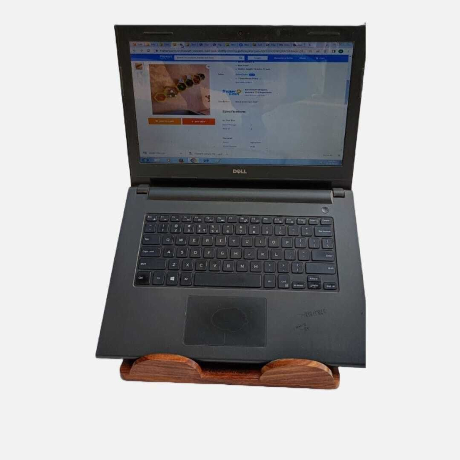 Image of KHUSUBHDECOR WOODEN LABTOP TABLE CH7851 Wooden Floor and Desk Stand Rotatable Laptop Stand with Adjustable Height Compatible with Universal Laptops