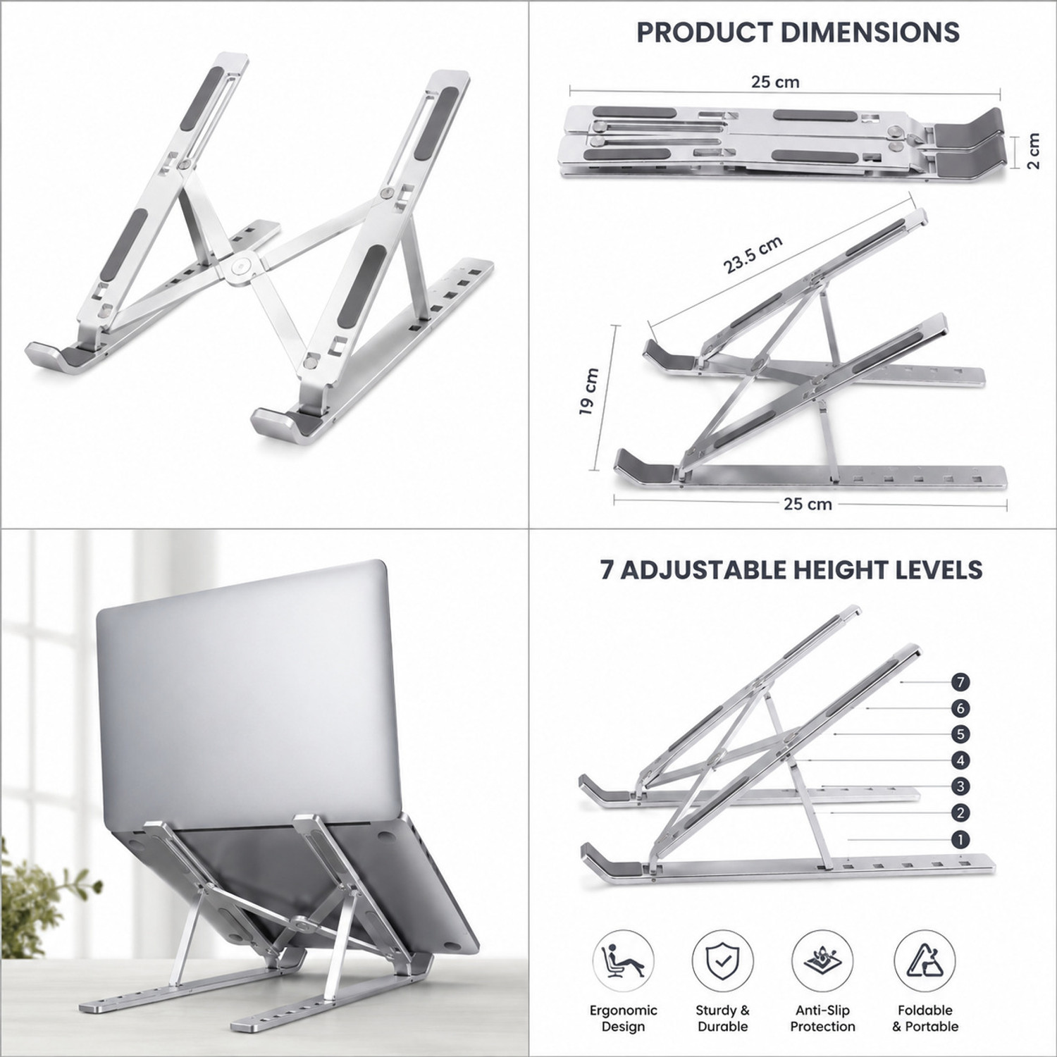 Image of Comfortinglives Laptop Stand for Gaming Laptop Heavy Duty Foldable Aluminium Stand Laptop Stand for Gaming Laptop Aluminium Laptop Stand with Adjustable Height Compatible with Universal Laptops
