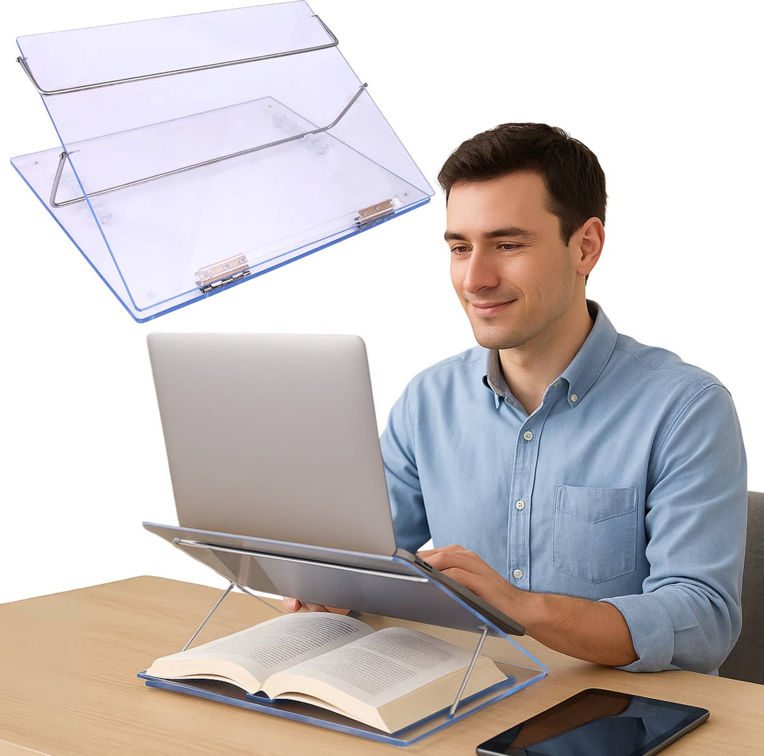 Novelty Store Solid Compartments Acrylic Material Adjustable Writing/Sketching/Drawing Table/Laptop Stand/Table Top Acrylic Clear - 15 x 21 Glass Rotatable Laptop Stand with Adjustable Height Compatible with Universal Laptops