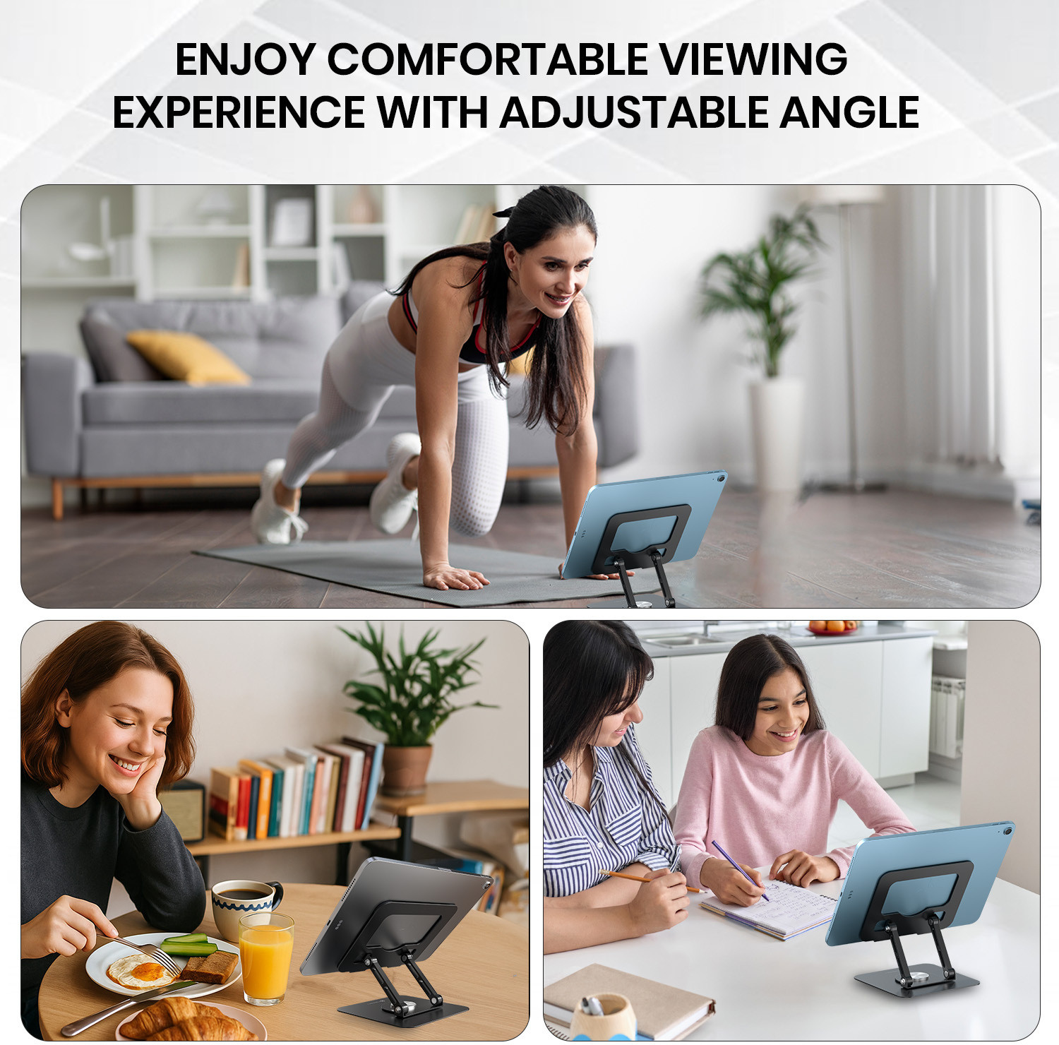 Image of Portronics My Buddy A1 Tablet Stand with 360 Rotation,Foldable,Adjustable,Improves Airflow POR-3105 Iron Desk Stand Rotatable Laptop Stand with Adjustable Height Compatible with Universal Laptops