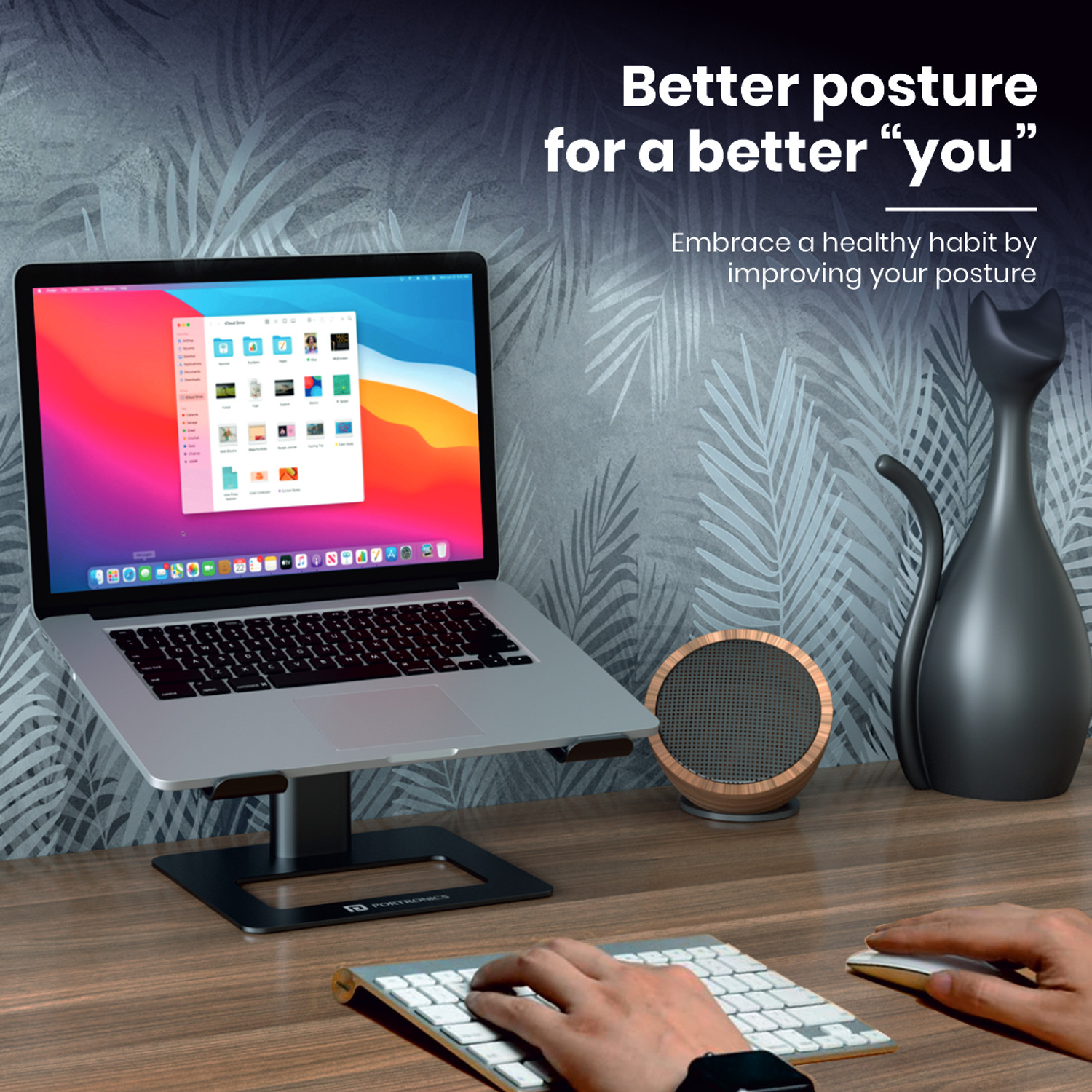 Image of Portronics My Buddy K5 Portable & Adjustable Aluminium Aluminium Laptop Stand with Adjustable Height Compatible with 26 - 35 cm, 36 - 39cm, 40 - 44cm Laptops
