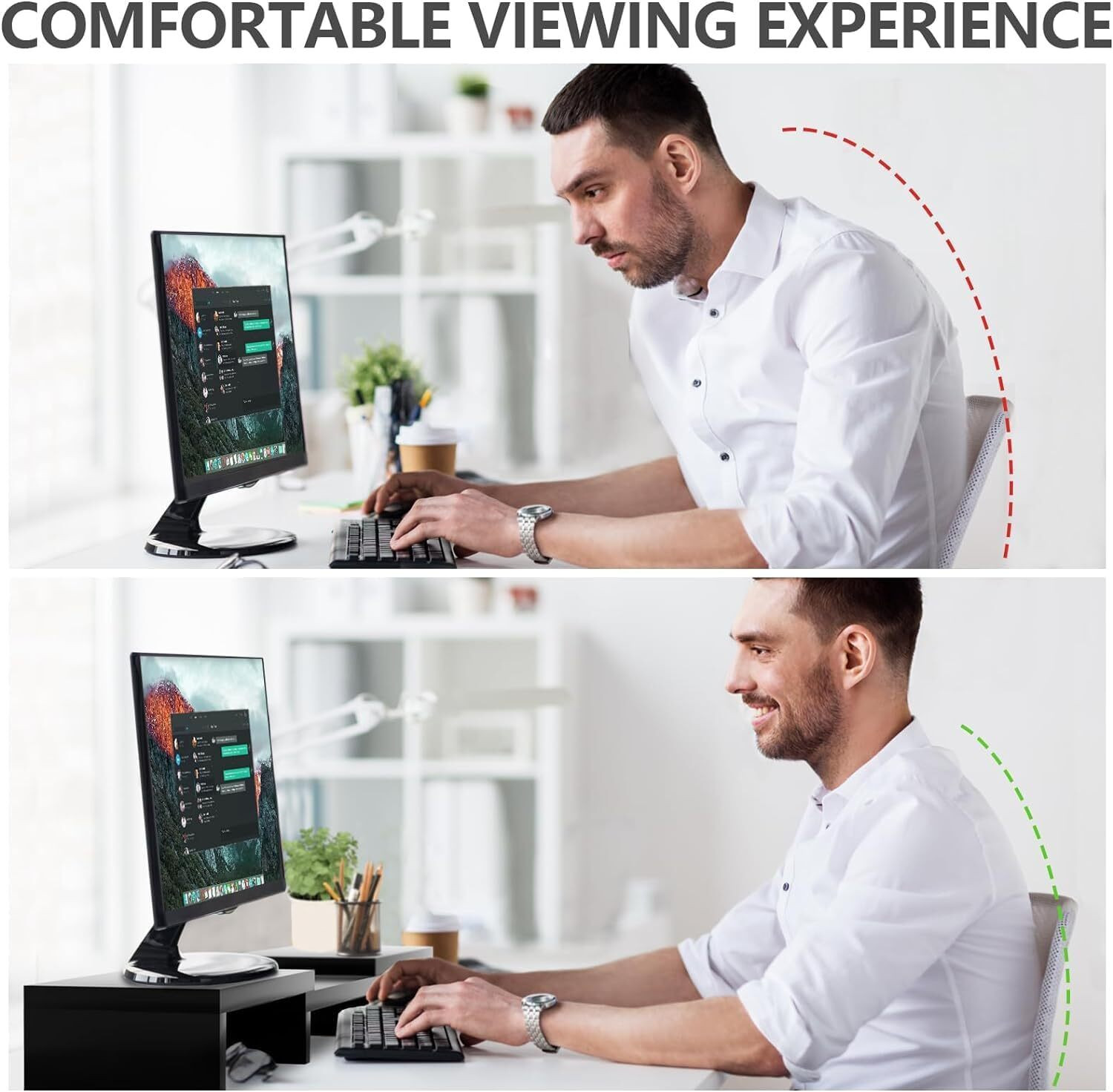 Image of UniAart Dual Monitor Stand Riser for 2 Monitors Laptop Stand Dual Monitor Stand Riser for 2 Monitors Wooden Rotatable Laptop Stand Compatible with Universal, 26 - 35 cm, 36 - 39cm, 40 - 44cm Laptops (Brown)