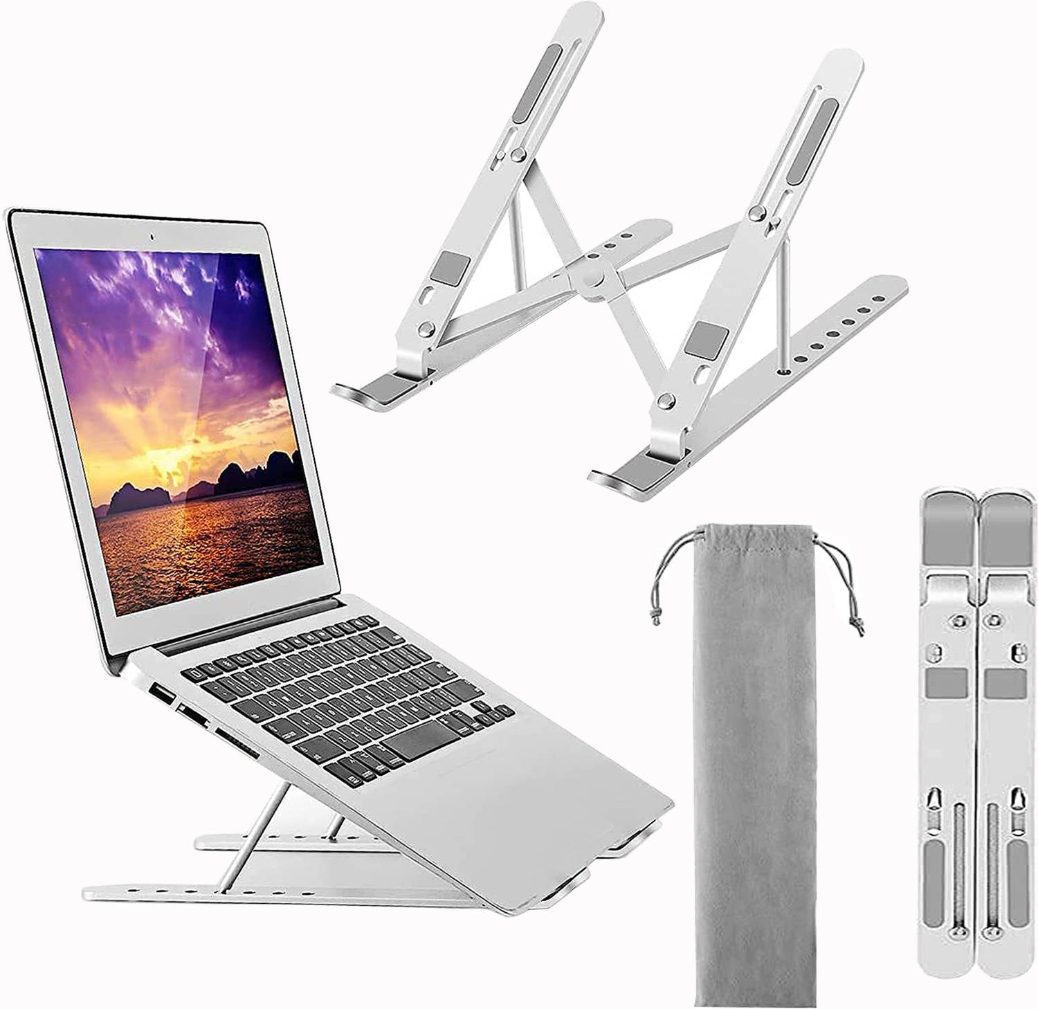 RkshoppingzonE ALUMINIUM LAPTOP STAND Floor -Desktop Laptop Stand_152 Aluminium Laptop Stand with Adjustable Height Compatible with Universal Laptops