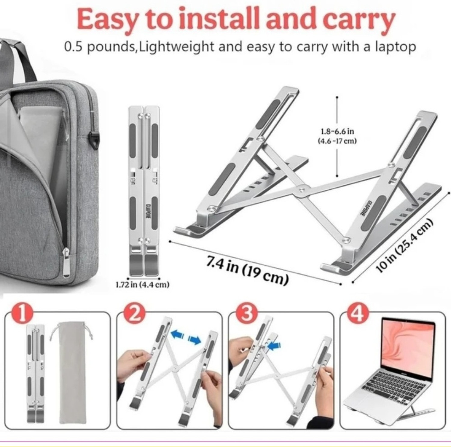 Image of HB ENTERPRISE Laptop Aluminium Stand 13 Aluminium Rotatable Laptop Stand with Adjustable Height Compatible with Universal Laptops
