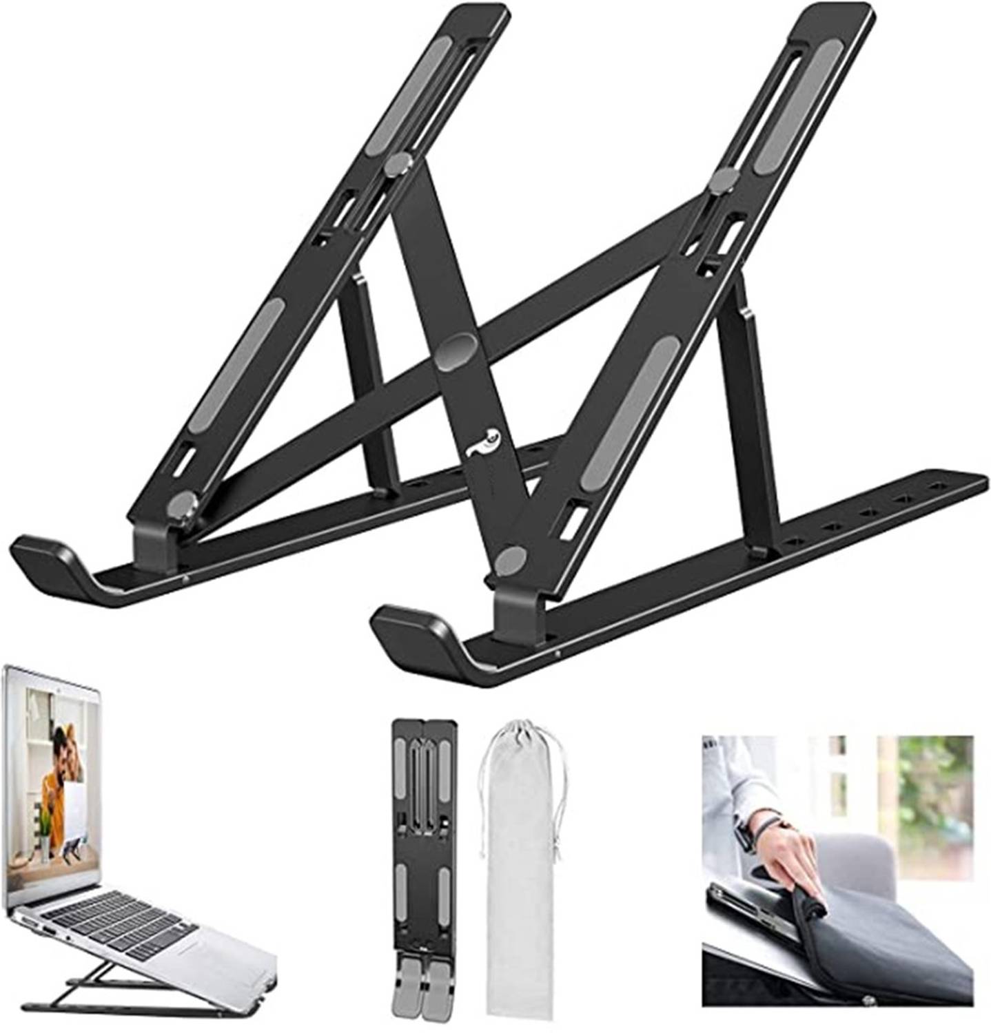 Flipkart SmartBuy Laptop Stand 7 Angles Adjustable Aluminum Portable Desktop Holder Aluminium Desk Stand Laptop Stand with Adjustable Height Compatible with Universal Laptops