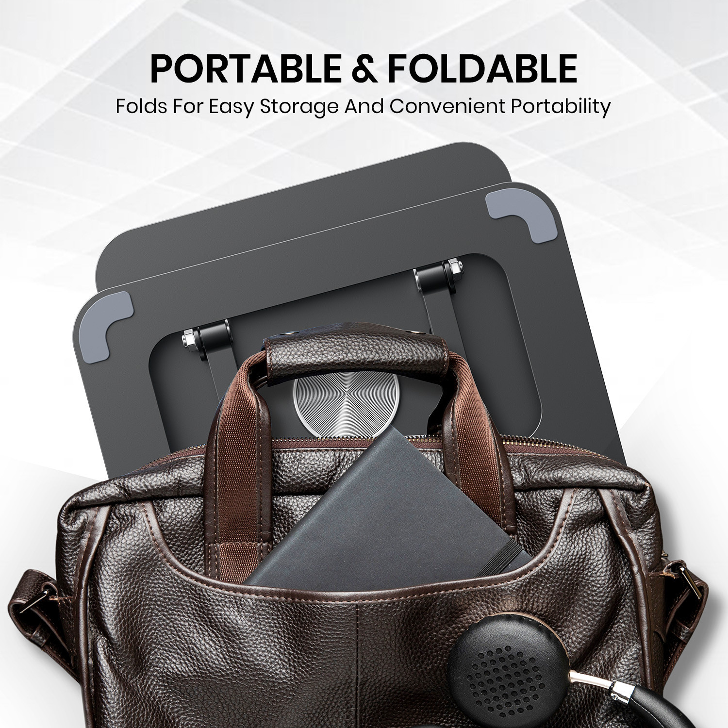 Image of Portronics My Buddy A1 Tablet Stand with 360 Rotation,Foldable,Adjustable,Improves Airflow POR-3105 Iron Desk Stand Rotatable Laptop Stand with Adjustable Height Compatible with Universal Laptops