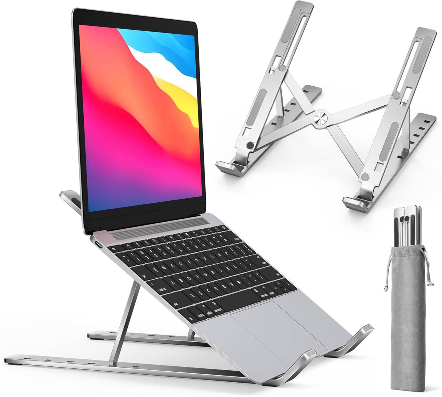 TGK Aluminum Alloy 7 Angles Adjustable Portable Foldable Laptop Stand 7 Angles Adjustable Portable Foldable Laptop Stand Aluminium Desk Stand Laptop Stand with Adjustable Height Compatible with Universal Laptops