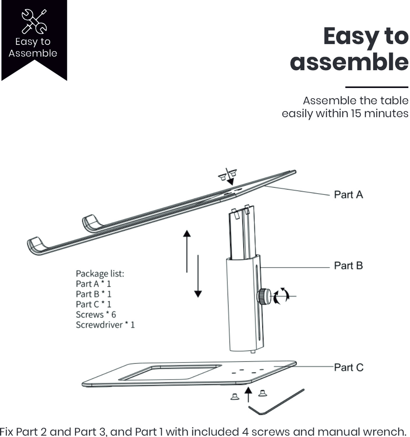 Image of Portronics My Buddy K5 Portable & Adjustable Aluminium Aluminium Laptop Stand with Adjustable Height Compatible with 26 - 35 cm, 36 - 39cm, 40 - 44cm Laptops