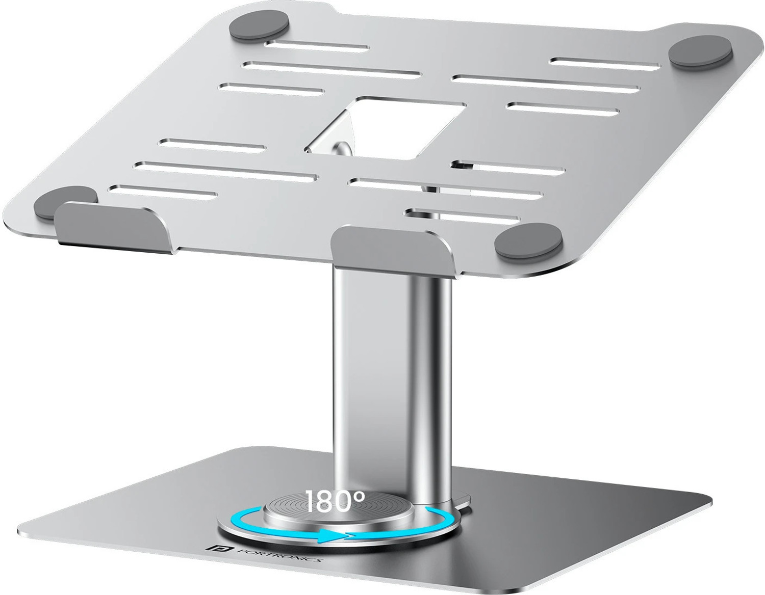 Image of Portronics Twister Metal Laptop Stand, Rotation Base, Height Adjust, Improves Air Flow, POR-2638 Carbon Steel Desk Stand Rotatable Laptop Stand with Adjustable Height Compatible with Universal Laptops