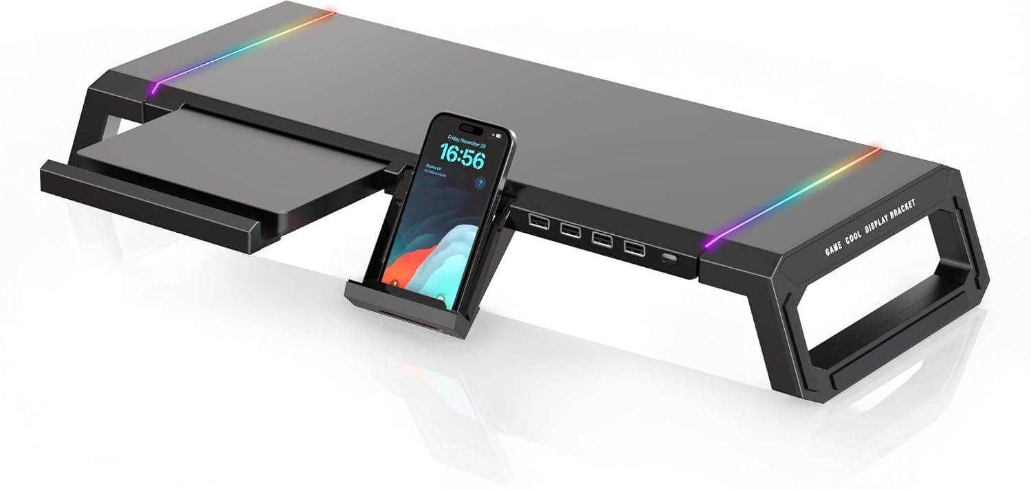 sounce SNC-LAPTOPCP-RGBBLK Aluminium Laptop Stand Compatible with Universal Laptops