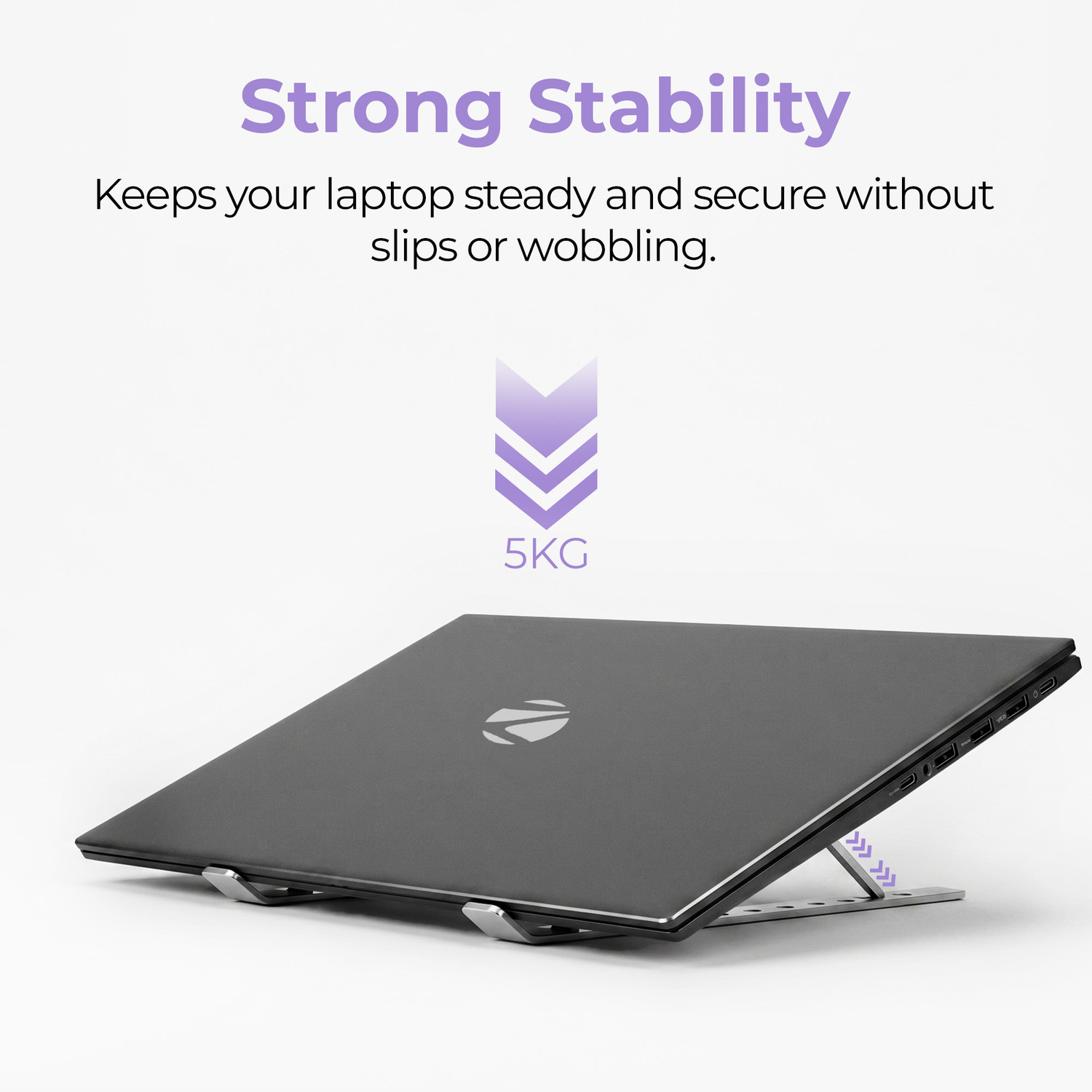 Image of ZEBRONICS ZEB-NS2000 PLUS Aluminium Laptop Stand with Adjustable Height Compatible with 40 - 44cm Laptops