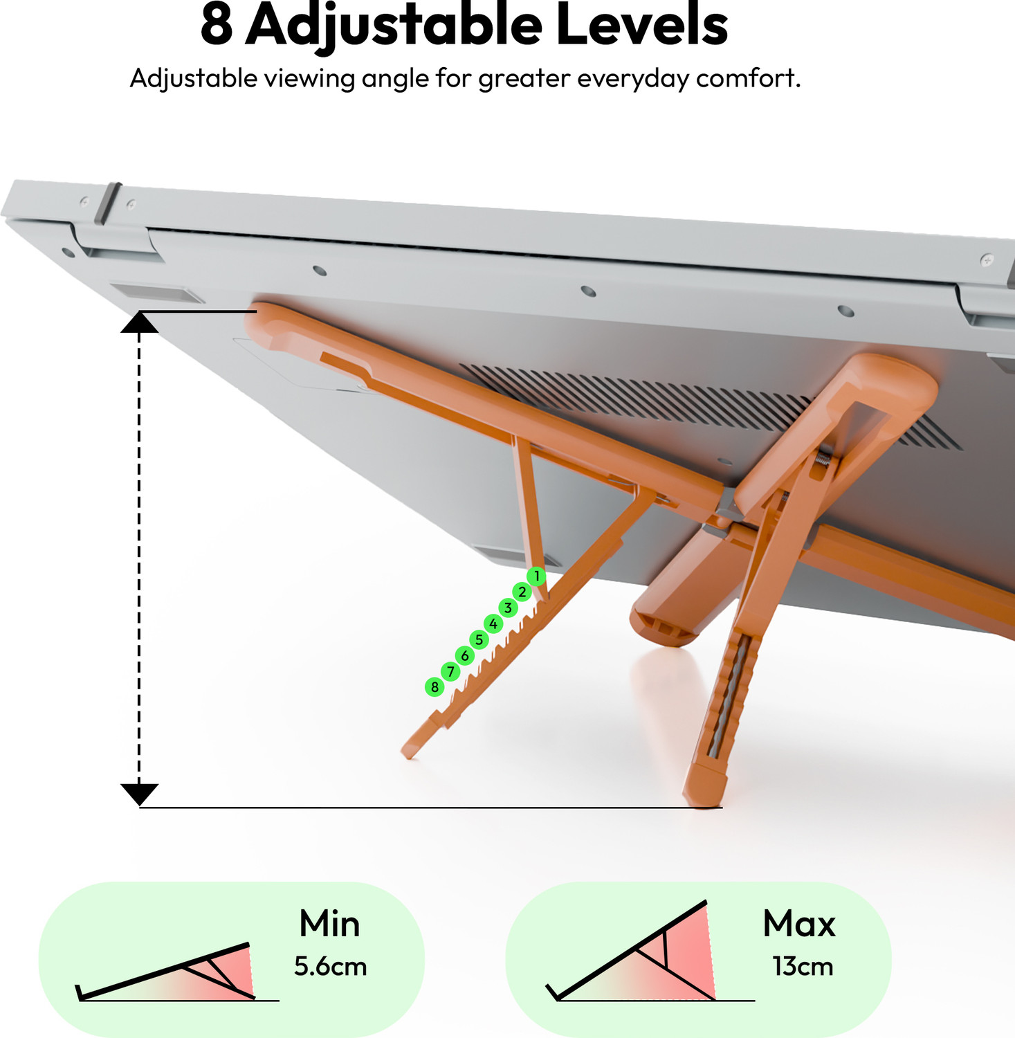 Image of ZEBRONICS ZEB-NS2500 (Orange) ZEB-NS2500 (Orange) Silicone, Plastic Laptop Stand with Adjustable Height Compatible with 26 - 35 cm, 36 - 39cm, 40 - 44cm Laptops