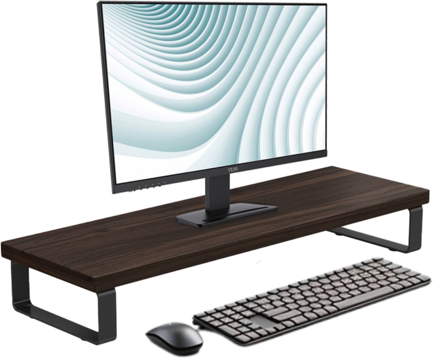 Flux Monitor Riser Stand with Metal Legs | Study, Office & Computer Table Black Wenge Wooden Laptop Stand Compatible with Universal Laptops