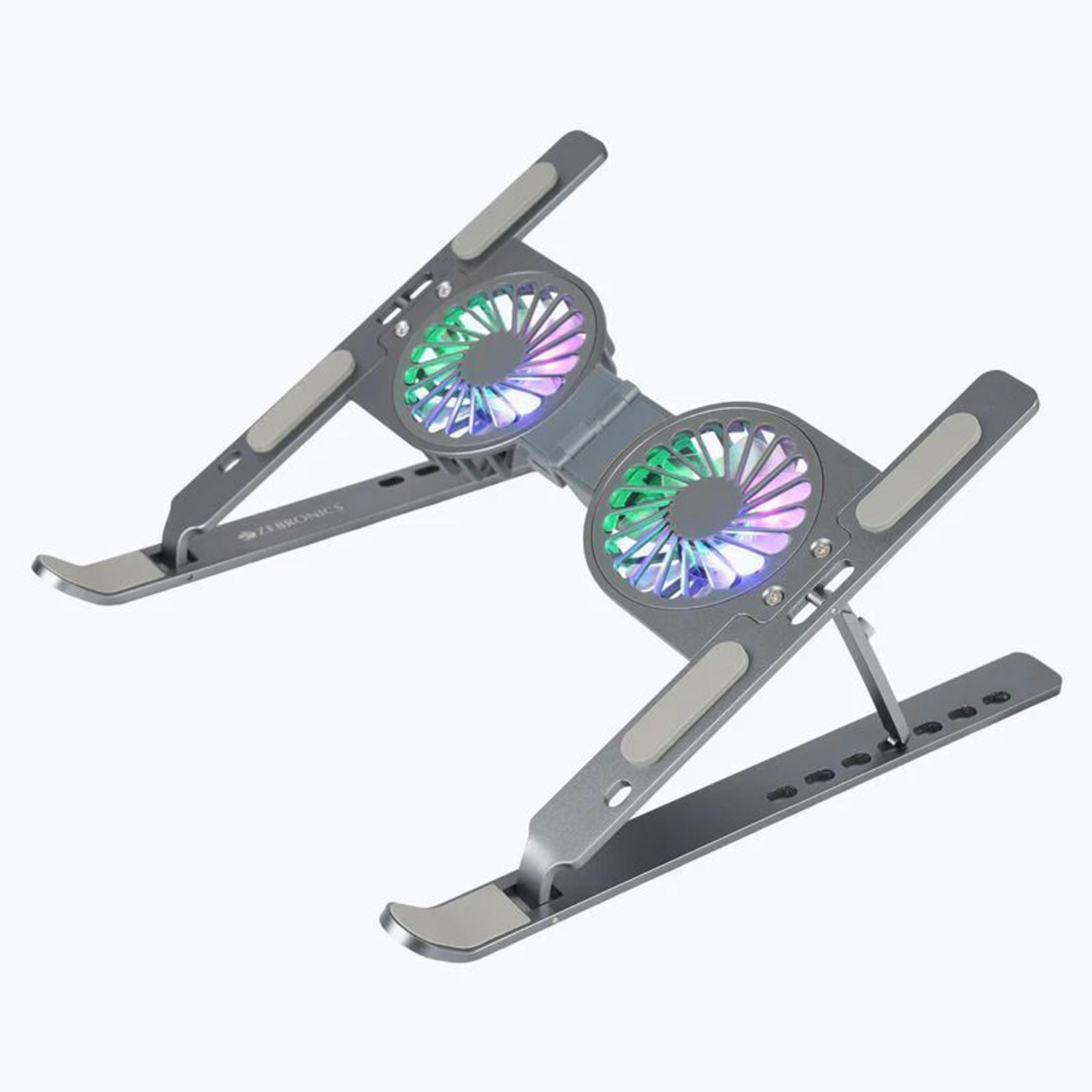 Image of ZEBRONICS ZEB-NS6000 Laptop Stand Steel Desk Stand Laptop Stand with Adjustable Height with Speed Controller and 7 Adjustable Levels - Compatible with 40 - 44cm Laptops